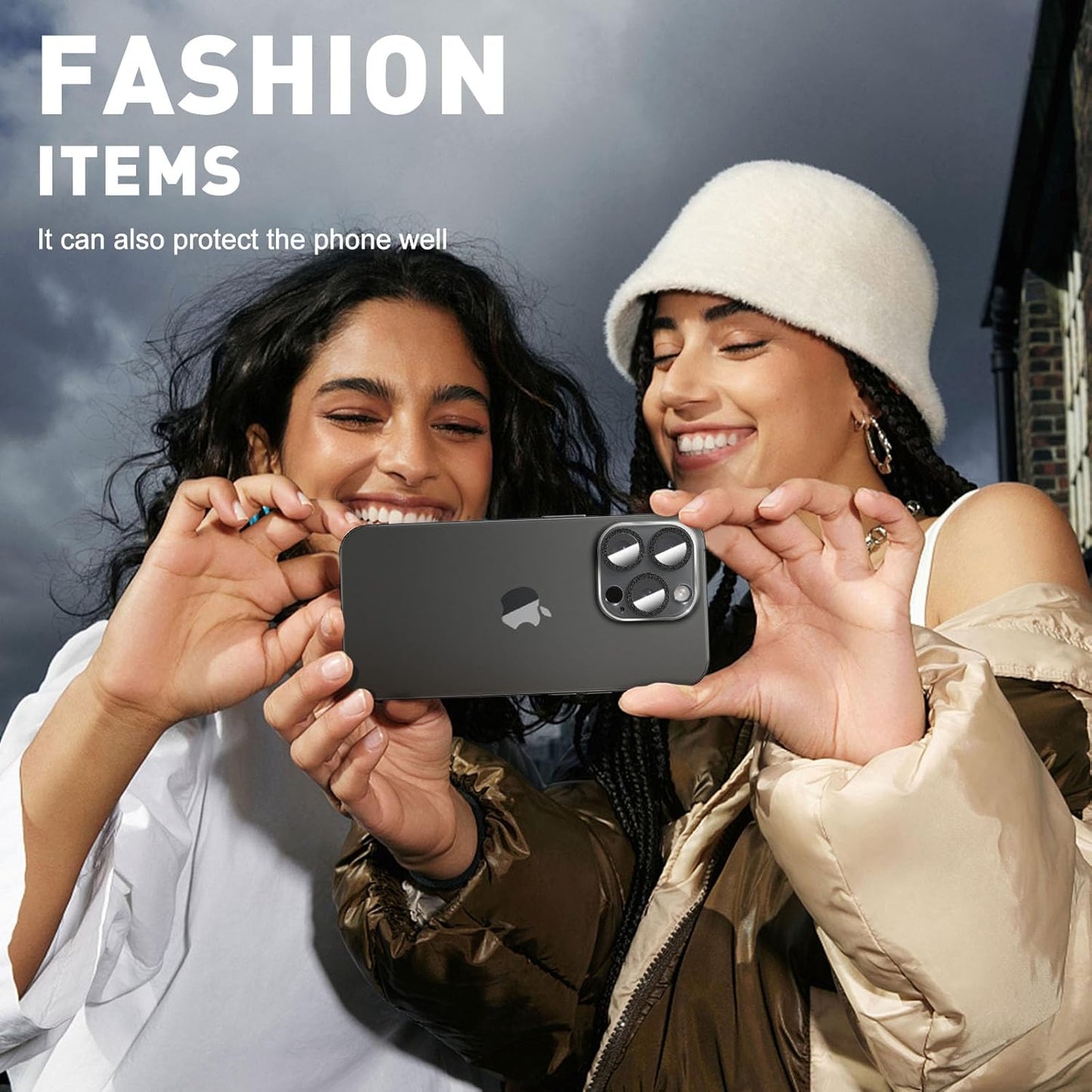 LucBuy 3PCS Sparkling Camera Lens Protector for iPhone 12 Pro Max, Full Clear Acrylic Cover with Shiny Colorful Glitter Designed Decoration Back Camera Protector