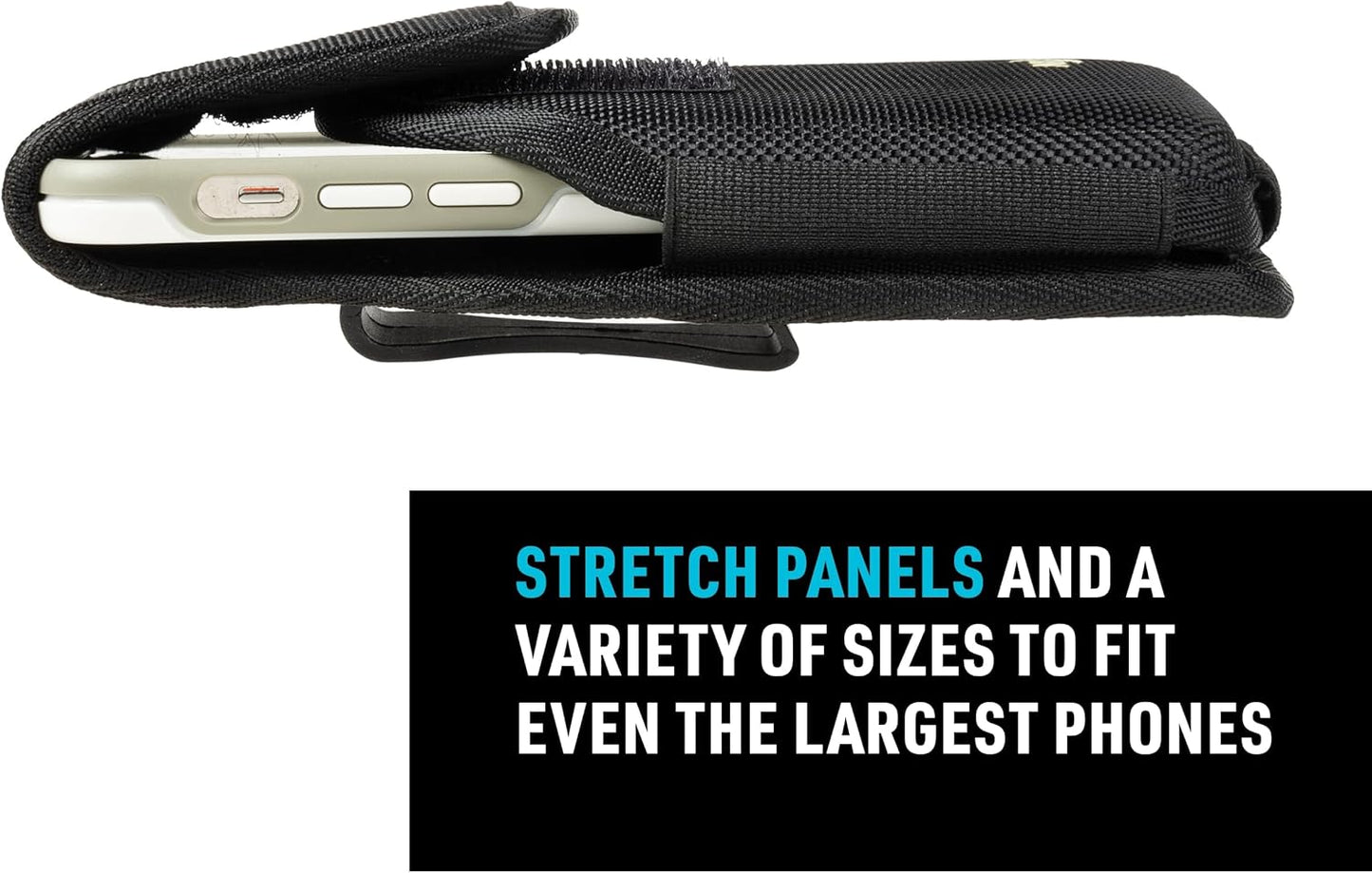 Nite Ize Clip Case Hardshell Universal Rugged Holster - Protective Phone Holder with Belt Clip - Holster for Men's & Women's Belts - Utility Belt Phone Pouch - X-Large, Black