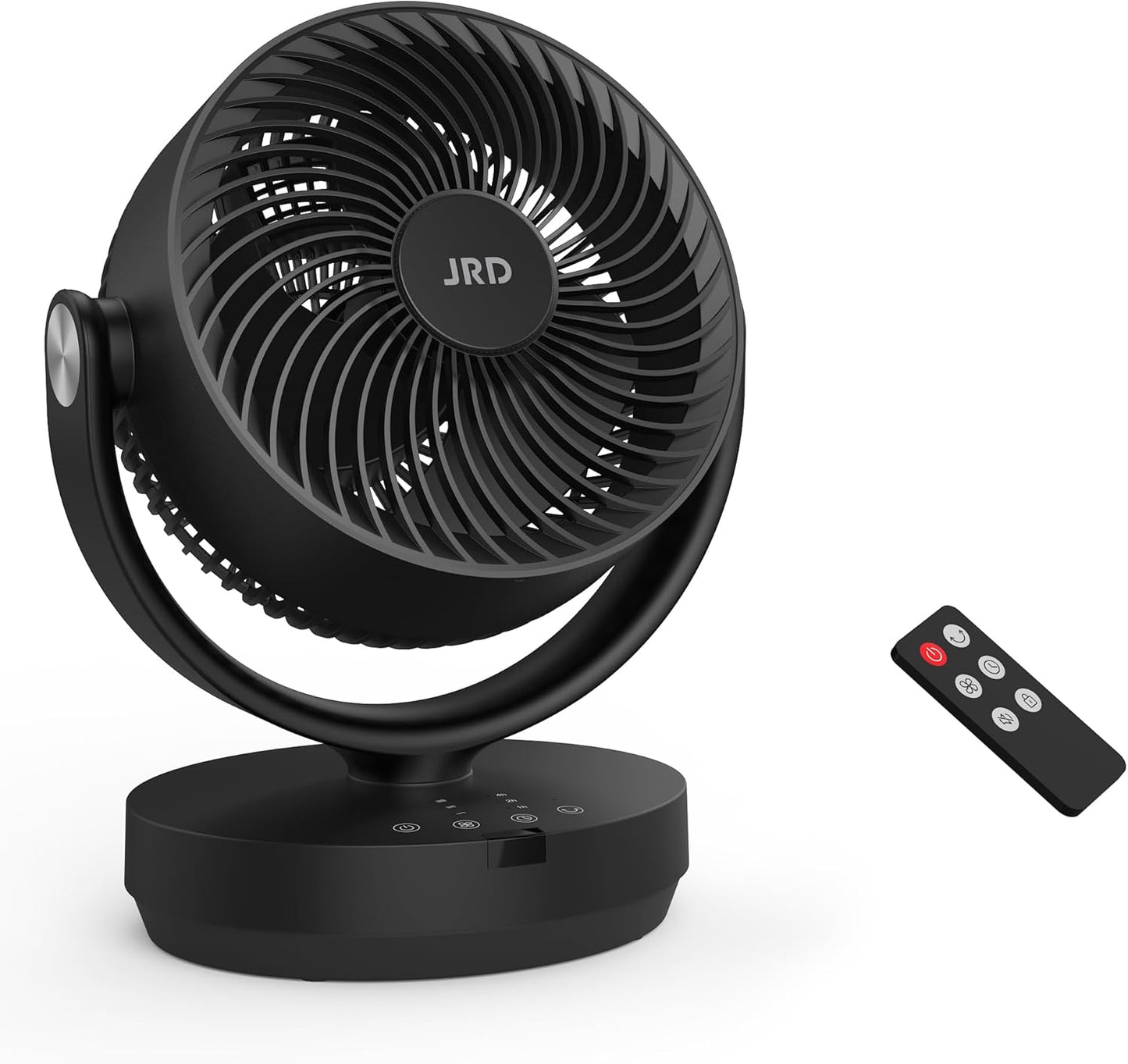 JRD Fans for Bedroom, 90° Oscillating Air Circulator Fan, 13 Inch Quiet Table Fan with Remote, 120° Adjustable Tilt, 3 Speeds, 7H Timer, Powerful Desk Fan for Whole Room Home Office Living Room