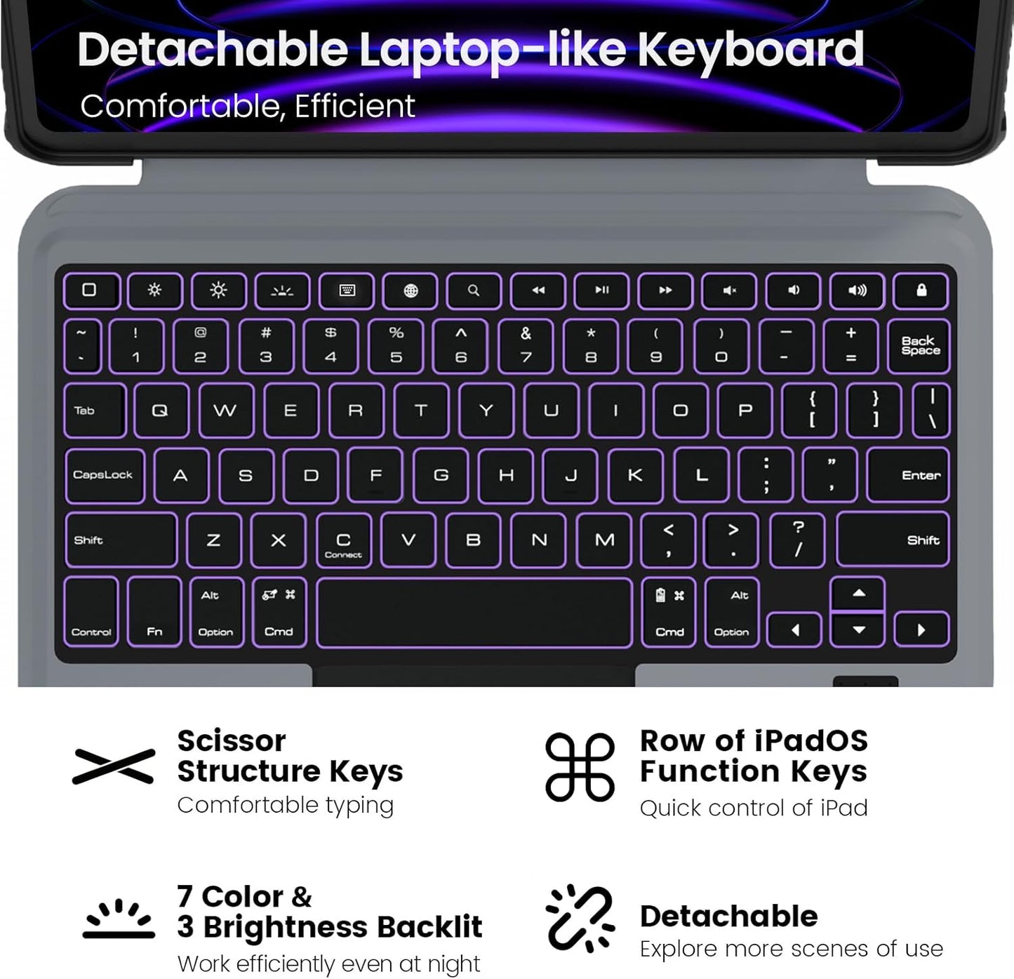 Nillkin iPad Pro 11(1st/2nd/3rd/4th Gen) & iPad Air 5th/4th Generation Case with Keyboard, Magic Trackpad, Rugged Case with Detachable Keyboard, 7 Backlight Colors, Portrait/Landscape Modes, Black