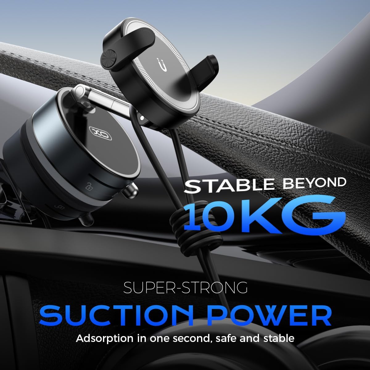 2-in-1 Clip & Vacuum Magnetic Suction Phone Holder,Upgraded 360° Adjustable Suction Cup Car Phone Mount,Hands-Free Cell Phone Holder for Car/Gym/Smooth Surface,Compatible with iPhone & Android Phones