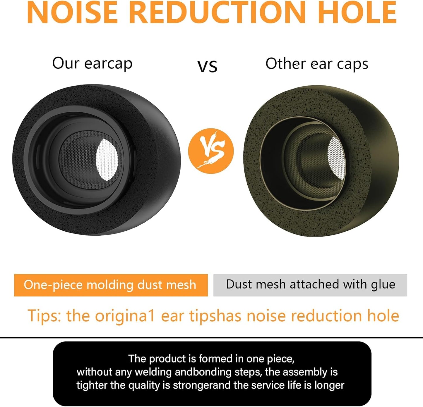 Memory Foam Replacement Ear Tips Compatible with AirPods Pro 2nd/1st Generation,with Noise Reduction Hole & Built-in dust Guard Screen,for USB-C Charging Case with Cleaner kit -Black