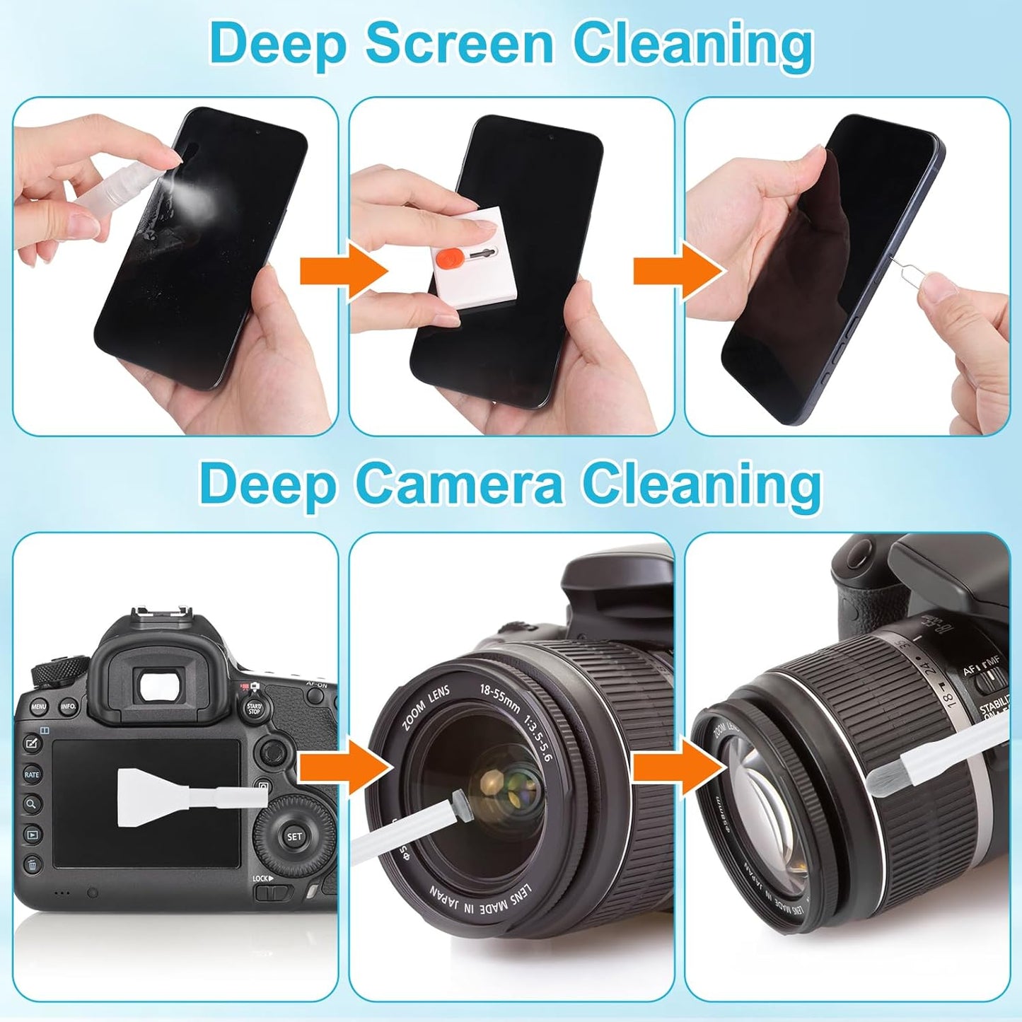 ARVOK Phone and Laptop Cleaning Kit, 32 in 1 Computer Laptop Cleaner Kit, Multi-Function Electronic Cleaner Kit for Earbuds, Cellphones, Keyboard, Screens, Camera Lens, Chargers, Electronics Devices