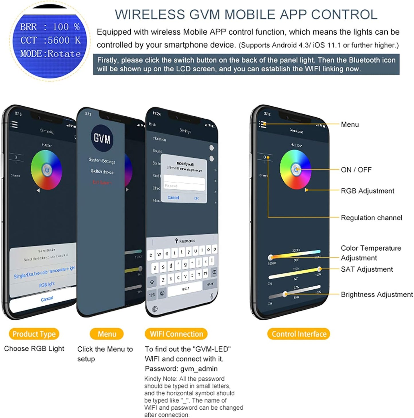 GVM RGB Video Lights with APP Control, 50W Full Color Studio Video Lighting Kit, Led Video Lights for YouTube Photography Lighting, 3 Packs Led Light Panel, Aluminum Alloy Shell, 3200K-5600K