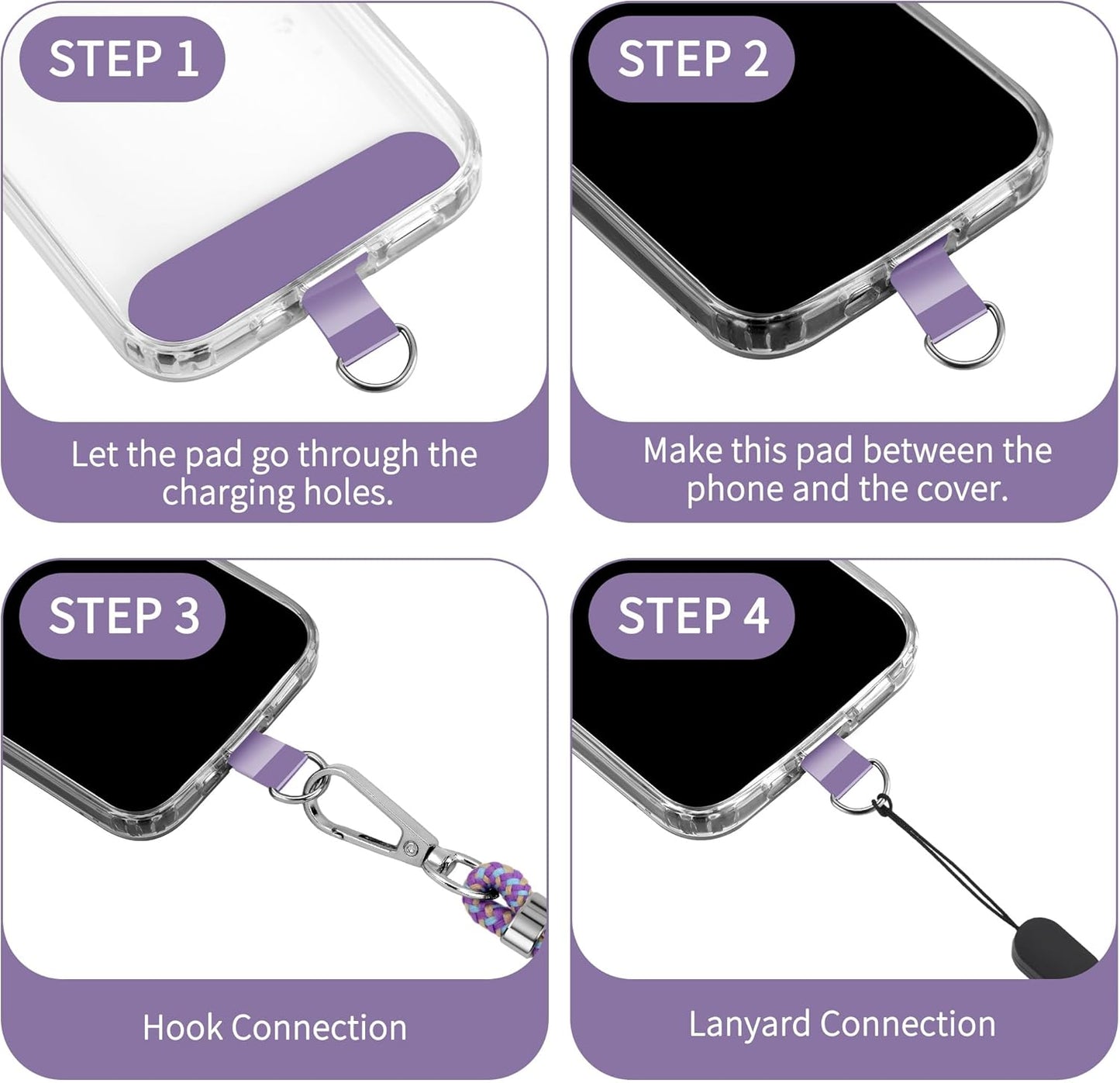 CACOE Cell Phone Lanyard Universal Crossbody Multifuctional Lanyard Compatible with Most Smartphones (Purple Blue, 30"（Neck Strap×1）+8"（Wrist Strap×1）)