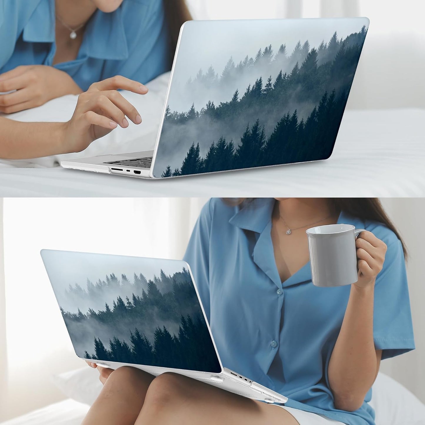 Mektron Case for MacBook Pro 16" M4 A3403 A3186 M3 A2991 M2 A2780 M1 A2485 (2021/2023/2024) Pro/Max with Touch ID, Hard Shell Plastic Laptop Cover Keyboard Cover Screen Protector, Misty Forest C132