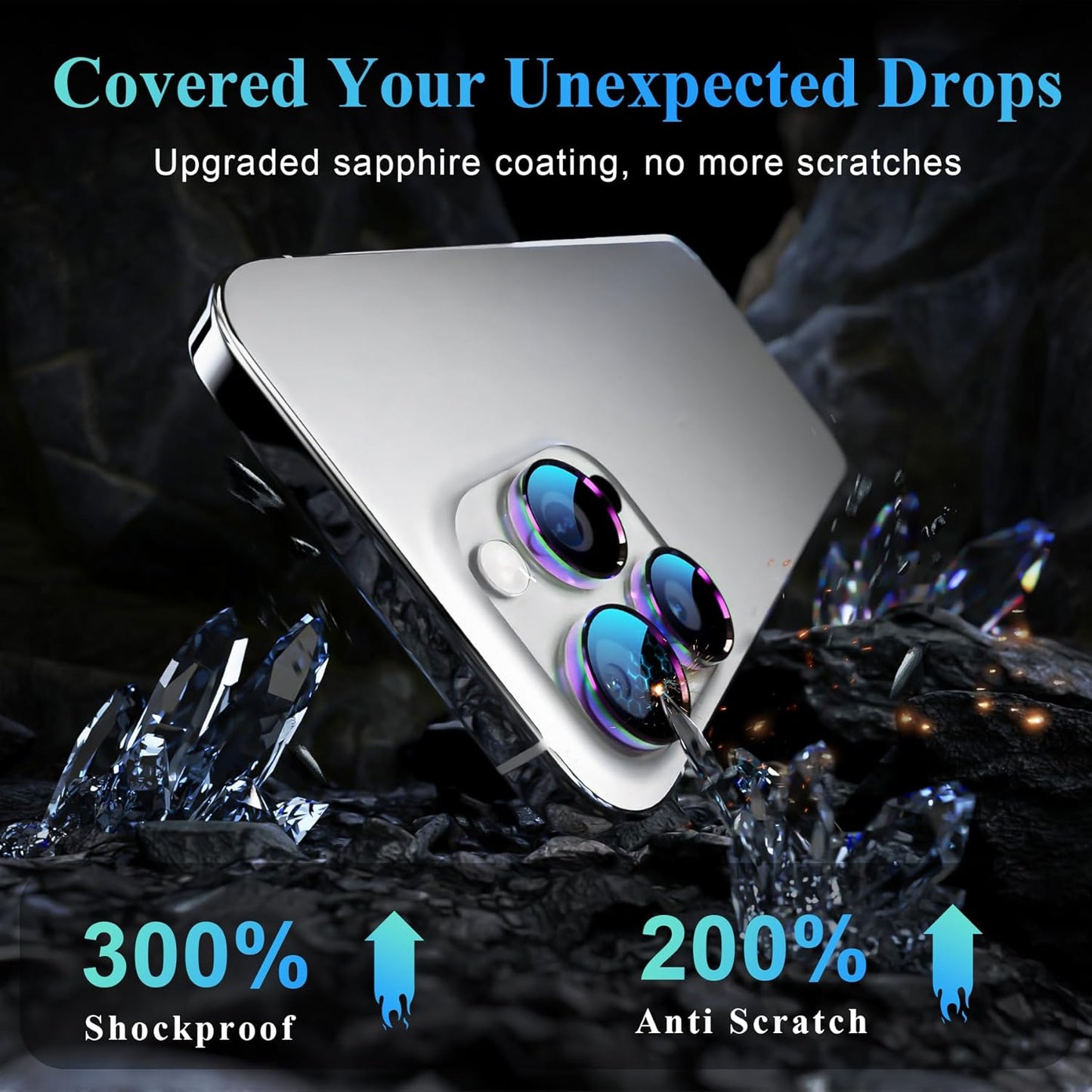 YWXTW Camera Lens Protector for iPhone 16 Pro/iPhone 16 Pro Max, [1 Step Installation Tray] Tempered Glass Screen Protector Metal Individual Camera Cover Accessories Case Friendly (Coloured-2Pack)