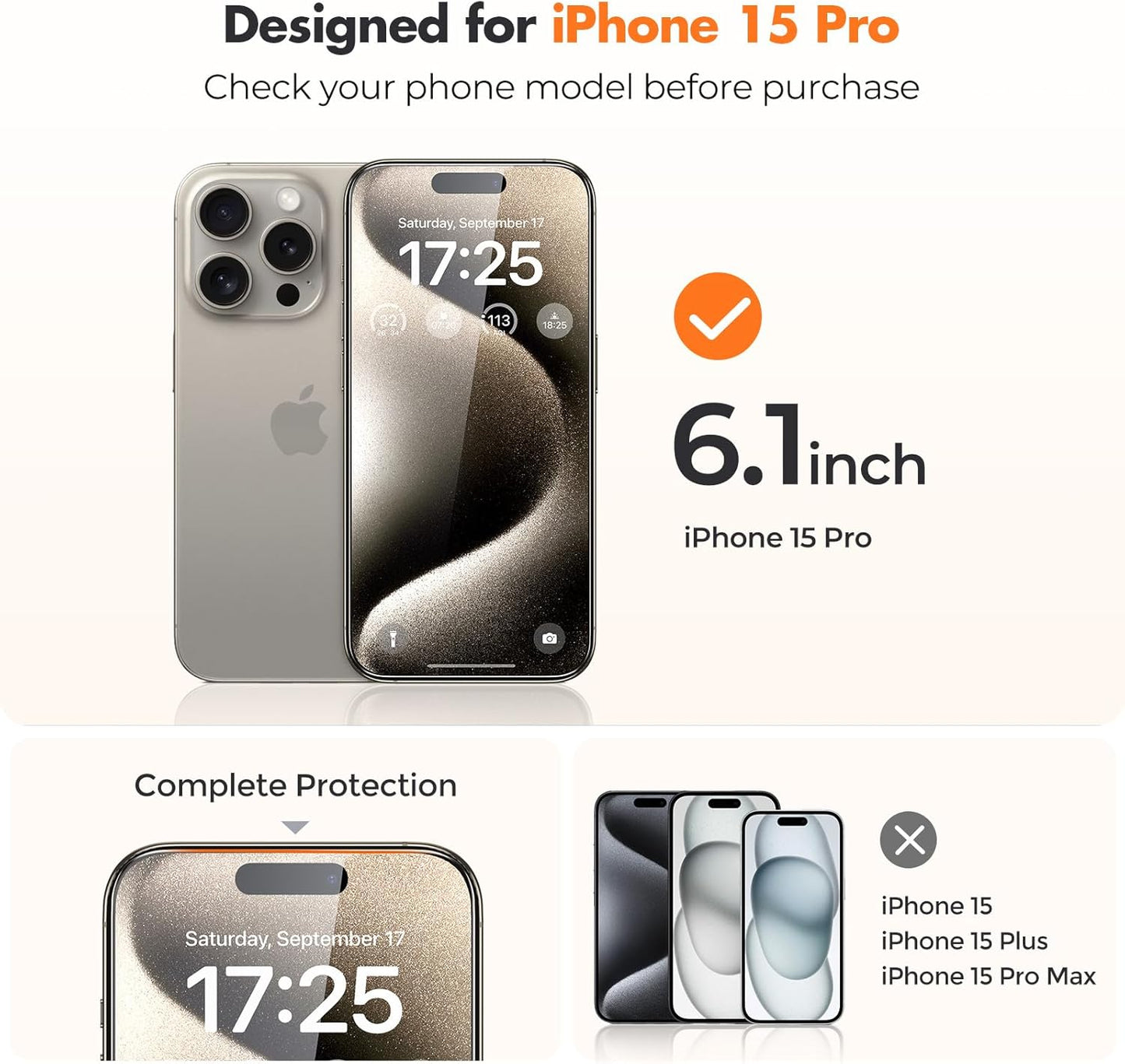 UNBREAKcable Screen Protector for iPhone 15 Pro,Shatterproof Tempered Glass [Easy Installation Frame] [Lasting Protection] [Smooth Touch] [9H Hardness] [Case Friendly] for Apple 6.1”-2 Pack