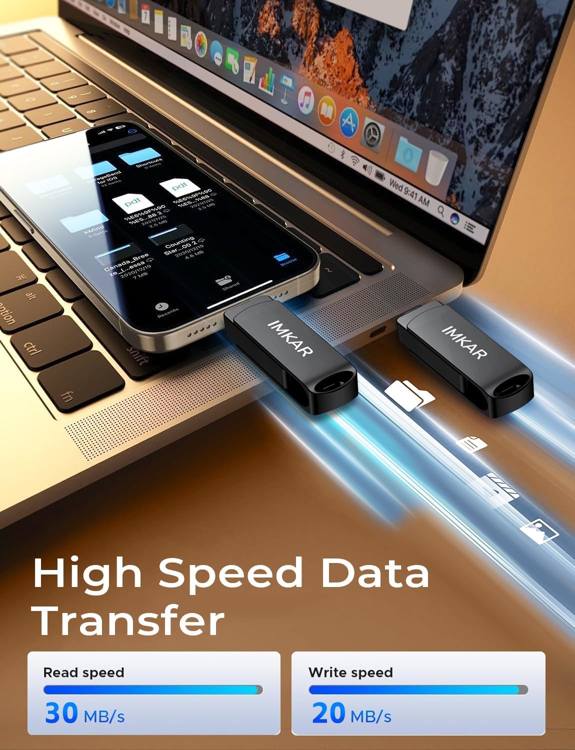 MFi Certified 512GB Flash Drive for iPhone iPad, IMKAR Memory Stick Storage for Photos Videos, Compatible with iPhone iPad Android and PC, Plug and Play No Application Required (Metal Gray)