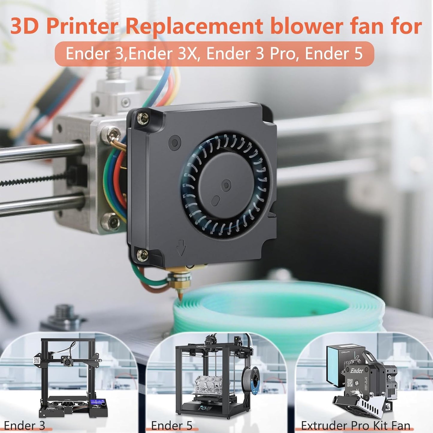 Wathai DC 4010 Blower Fan 24V Duall Ball High Speed with 1000mm/ 3.3 ft Wires 40mm x 10mm 24 Volt DC Brushless Radial Turbo Fans for Ender 3 Fan Upgrade Extruder Hot End Cooling 2 Pack