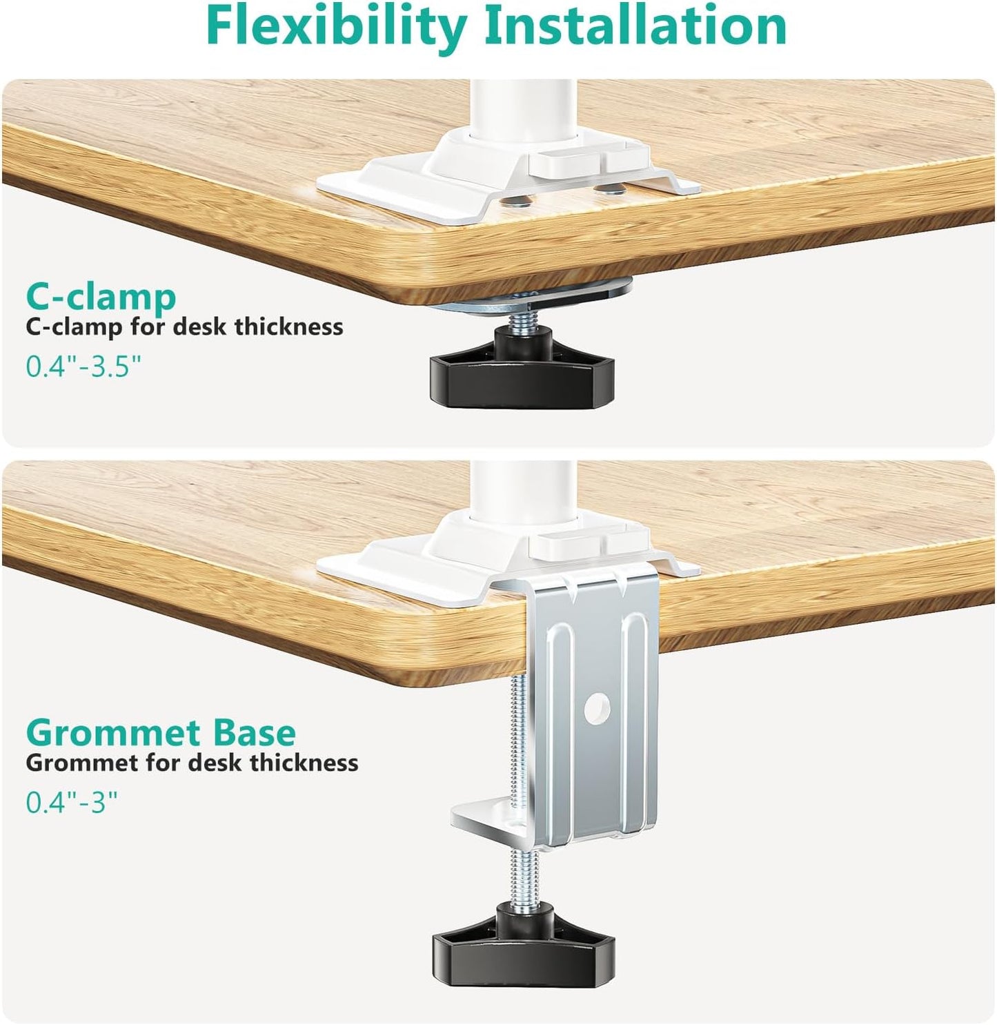 WALI Laptop Tray Desk Mount, Laptop Arm Mount Fits 10-15.6 Inch Notebook, 2-in-1 Gas Spring Monitor Arm for 17-32 Inch Computer Screen, Holds up to 22lbs(GSDM00LPW), White