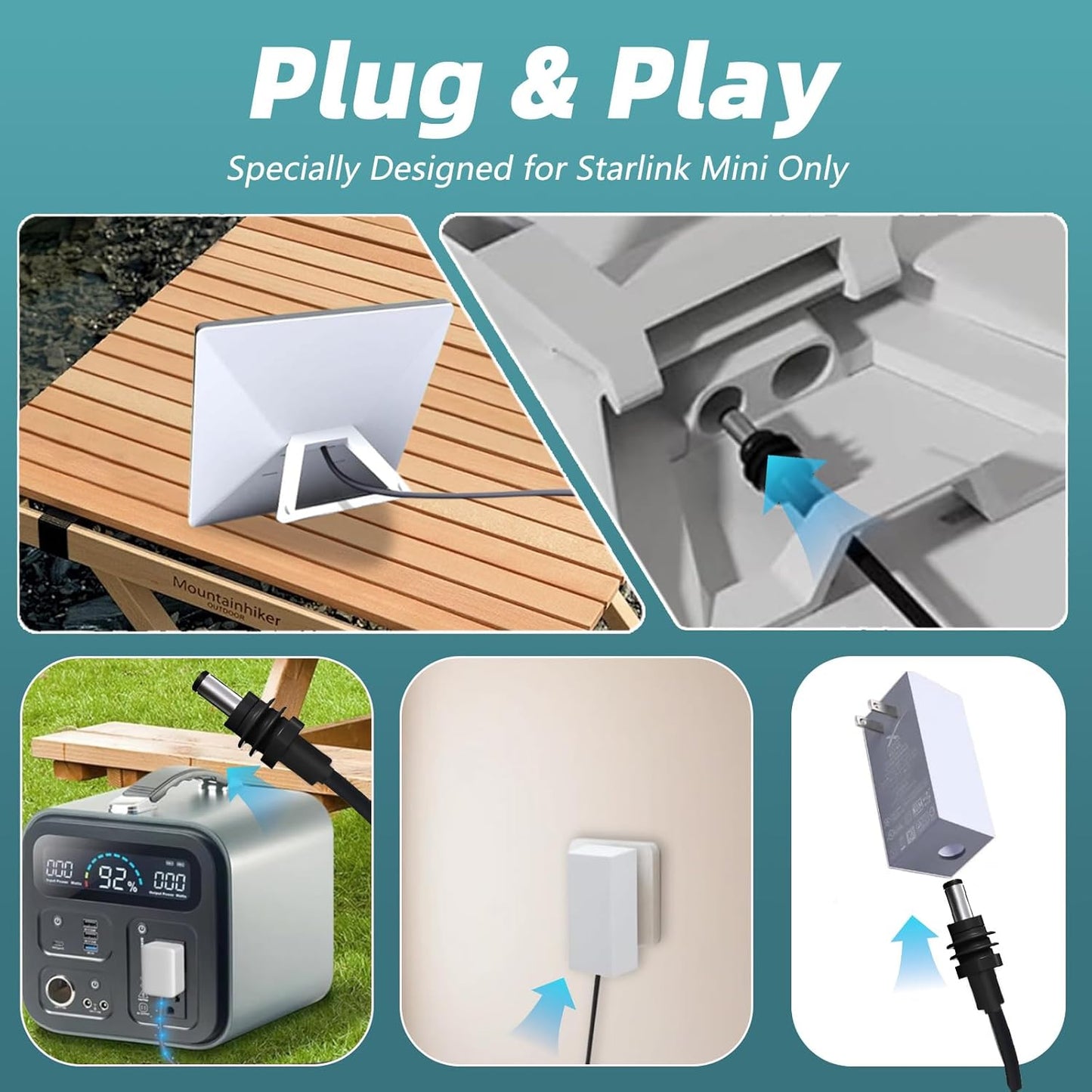 DC5521 Power Extension Cable for Starlink Mini,10FT 25FT 50FT 16AWG Waterproof DC 5521 Cord, DC Male to Male Extension Cable for Starklink Mini Work with 20V/65W+ PD Source (Male to Male 10 FT)