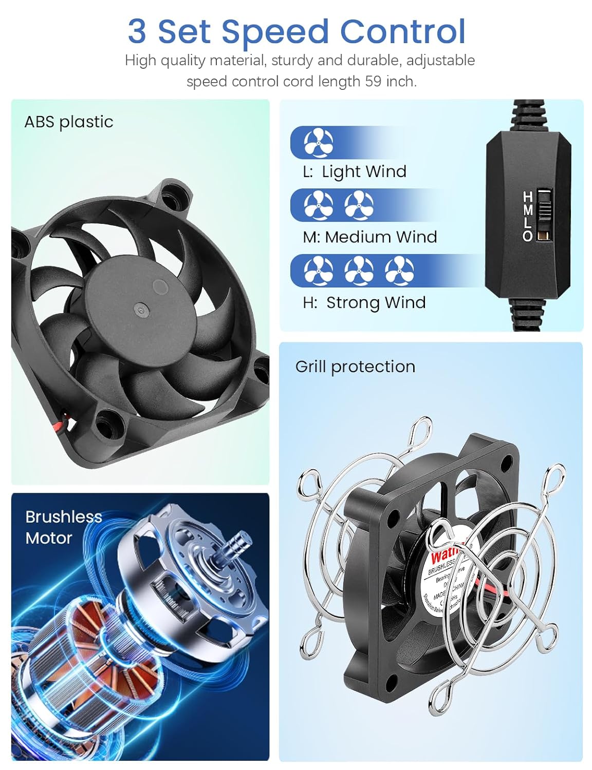 Wathai 2PCS 50mm x 10mm 5V Mini Box USB Computer Fan with 3 Speed Control for Cosplay Welding Helmet VR Gear Rok Router Raspberry Pi Aquarium Cooling Ventilation 2 in 1