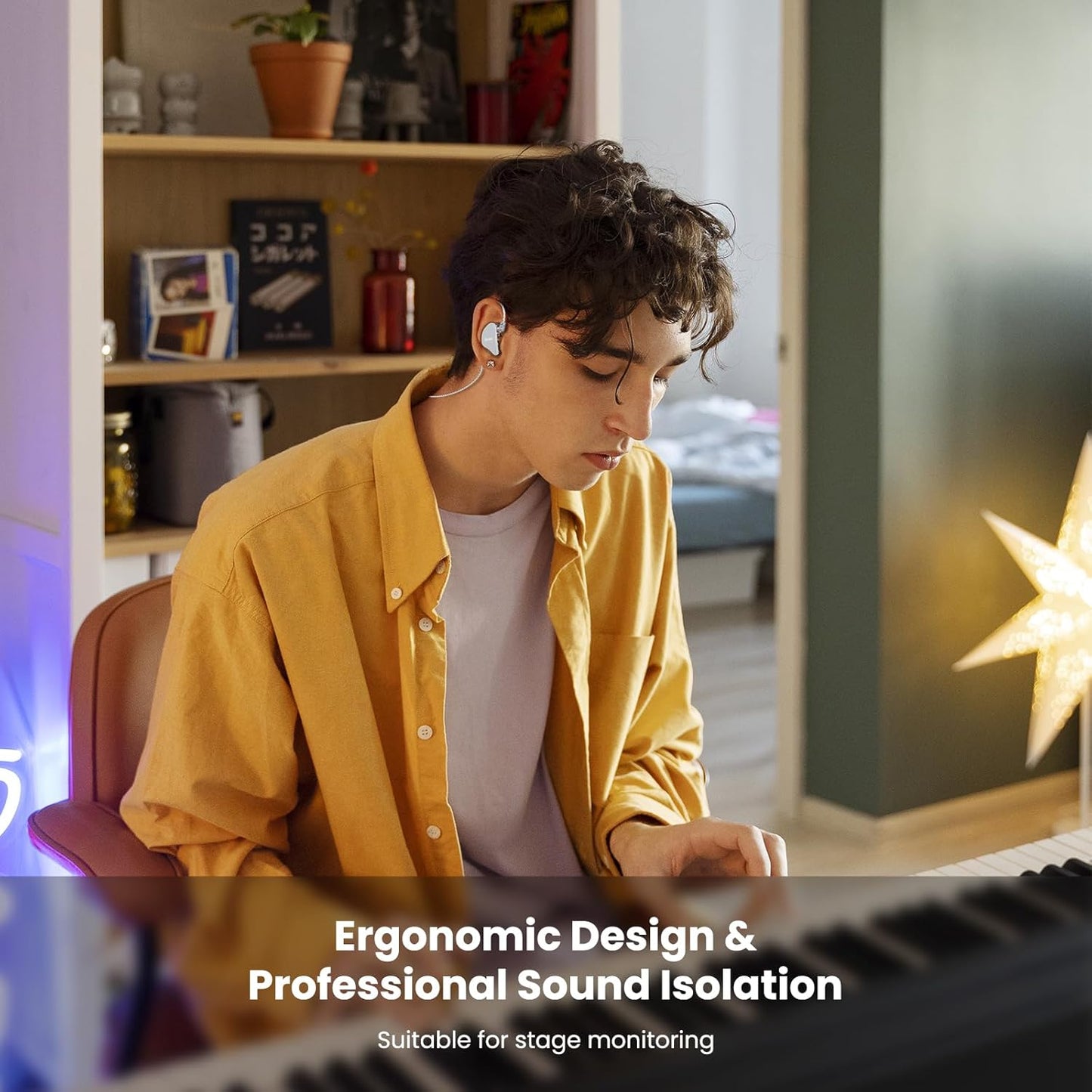 BASN Mix-PD in Ear Monitor,1Planar Driver + 1Dynamic Driver HiFi IEM Earphones with CNC Crafted Metal Cover, Wired 0.78mm 2-Pin Silver Plated Detachable Cable for Musicians (Silver)