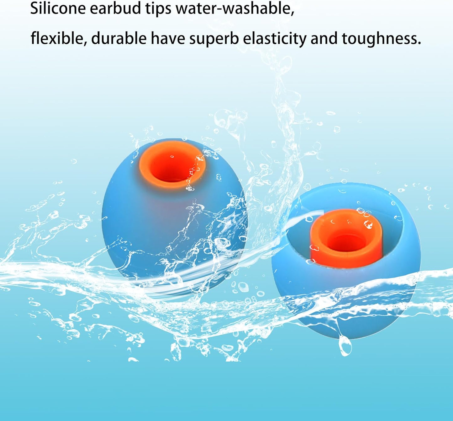 Silicone Earbud Replacement Tips for Most In-Ear Earbuds (Inner Hole 3.8-5.1mm) - 9 Pairs (S, M, L)