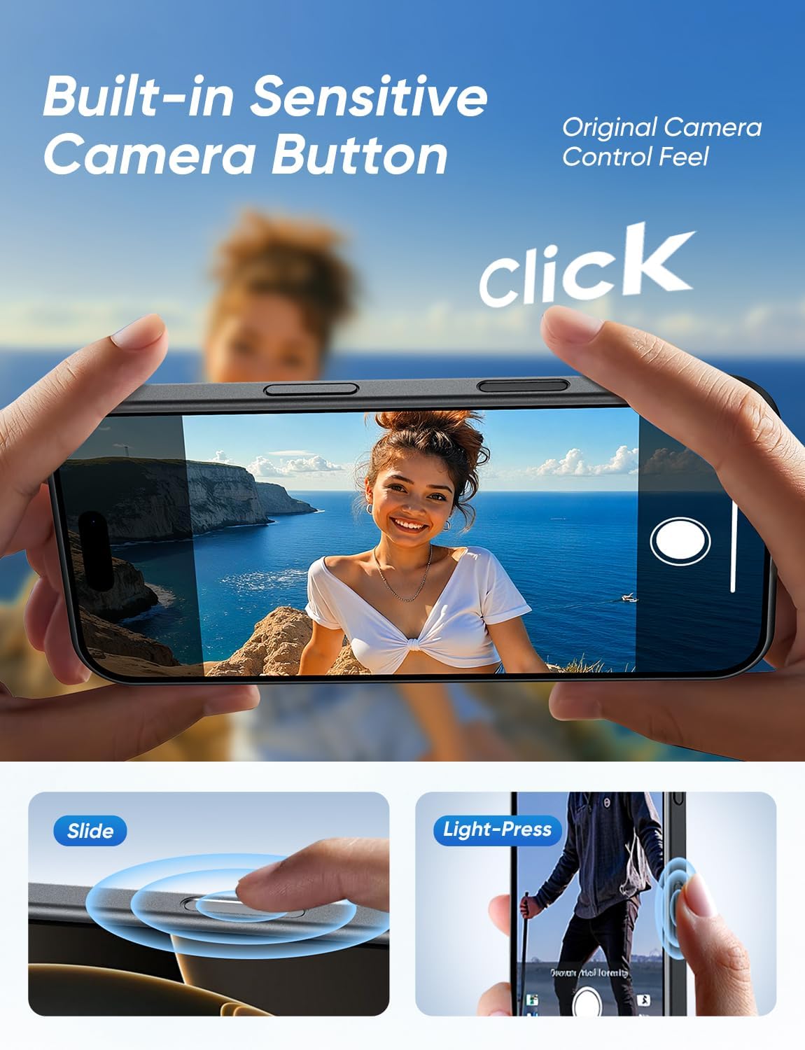 MAGIC JOHN 360° Rotatable Magnetic Invisible Stand for iPhone 16 Case [Camera Control Button] [Compatible with MagSafe] 16FT Shockof for iPhone 16 Case with Kickstand, Black