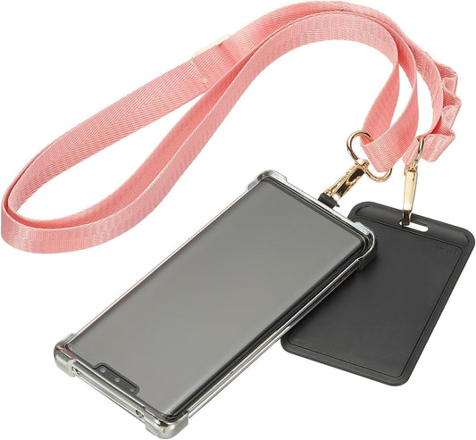 PATIKIL Universal Cell Phone Lanyard, Adjustable Crossbody Phone Strap Anti-Theft Polyester Neck Lanyard with Patches for Concerts Gym Travel Secure Hands-Free Carry, Pink