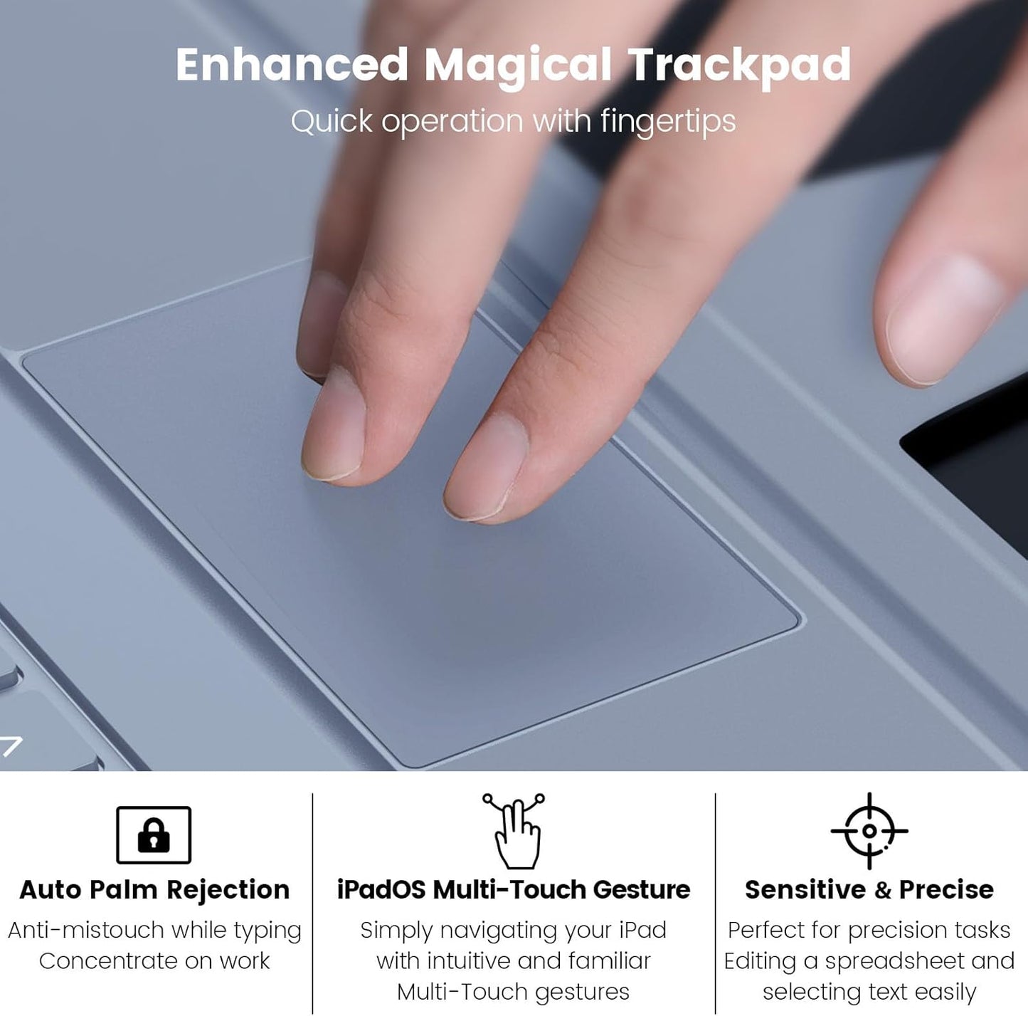 Nillkin iPad Pro 11(1st/2nd/3rd/4th Gen) & iPad Air 5th/4th Generation Case with Keyboard, Magic Trackpad, Rugged Case with Detachable Keyboard, 7 Backlight Colors, Portrait/Landscape Modes, Gray