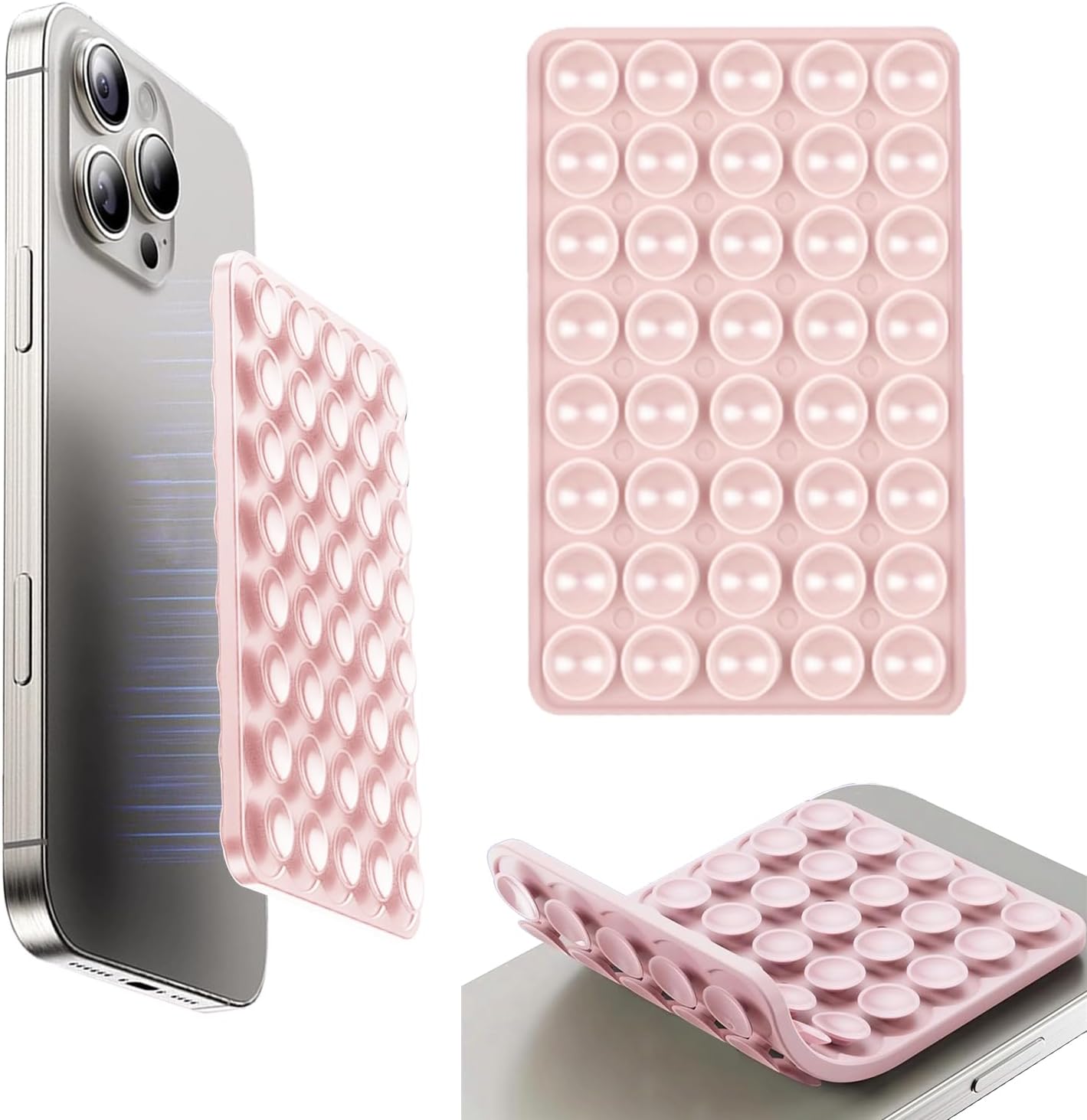 Double Sided Octo Buddy Suction Cup Phone Mount - Silicone Sticky Phone Grip with Higher Suction Power for Effortless Hands-Free Selfies & Videos, Octo Buddies Suction Phone case Suction Grip（pink）