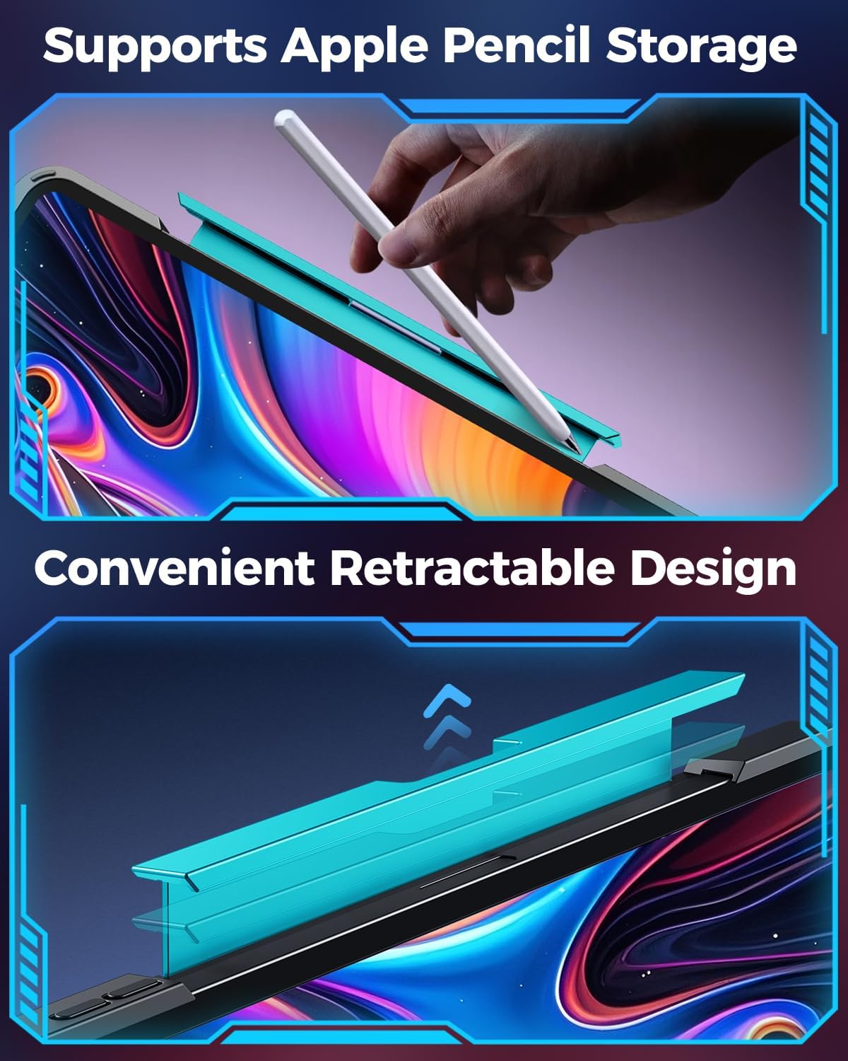 SIBEITU Keyboard Case for iPad Pro 13 Inch (M5 2025 / M4 2024), 360 Rotatable iPad Pro 13 Clear Cover with Multi-Touch Trackpad, 7-Color Backlight & 3 Brightness, High-Tech Visible PCB Design, Blue