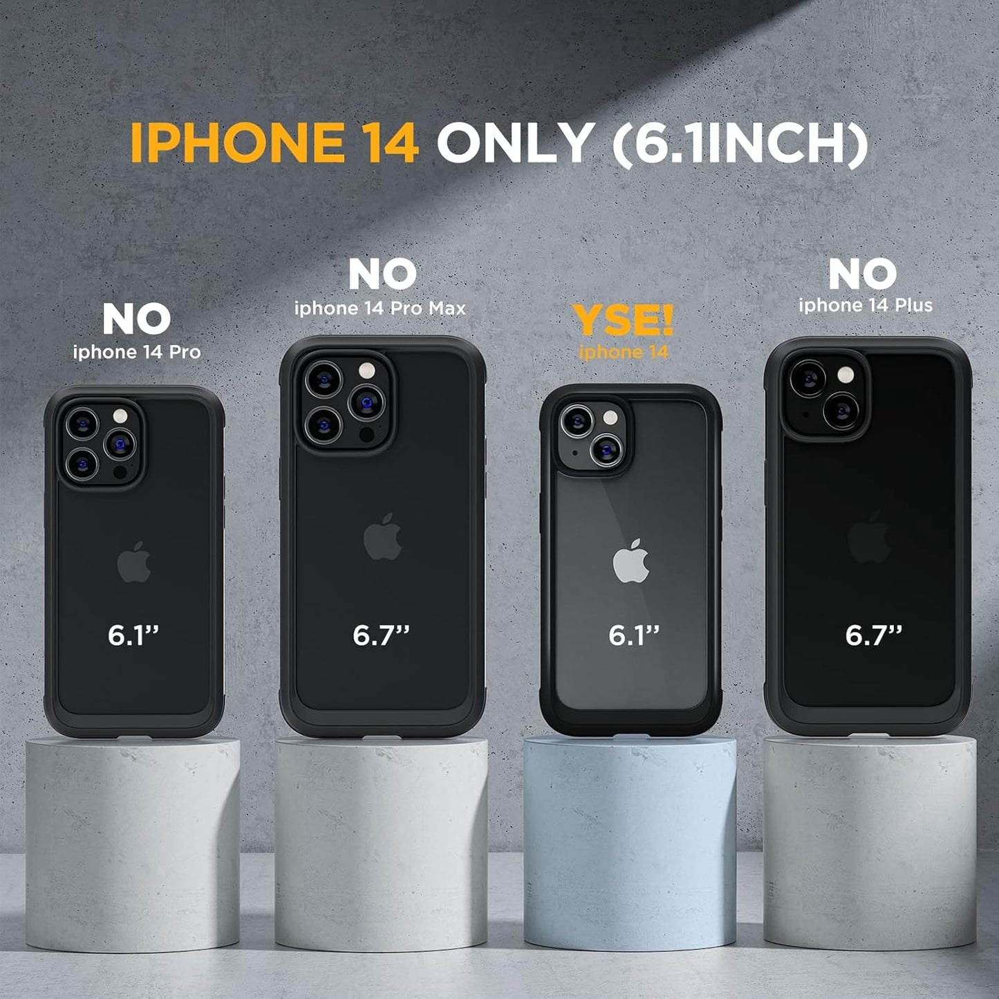 Miracase Designed for iPhone 14 Case 6.1 inch, [Built-in Tempered Glass Screen Protector] [Bubble Free] Full-Body Protective Bumper Phone Case with Camera Lens Protector, Black