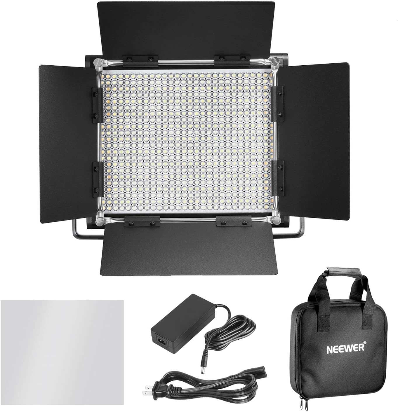 Neewer Professional Metal Bi-Color LED Video Light for Studio, YouTube, Product Photography, Video Shooting, Durable Metal Frame, Dimmable 660 Beads, with U Bracket and Barndoor, 3200-5600K, CRI 96+