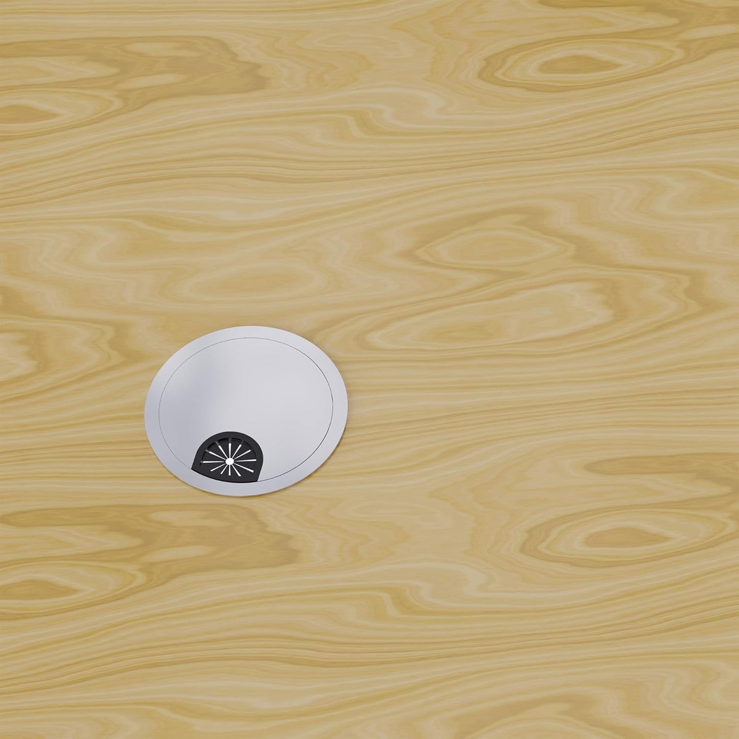 2 Pack Desk Grommet 2 Inch 50mm, Zinc Alloy Computer Desk Wire Hole Cover, Office Desktop Cord Cable Hole Metal Ring, Bright Silver