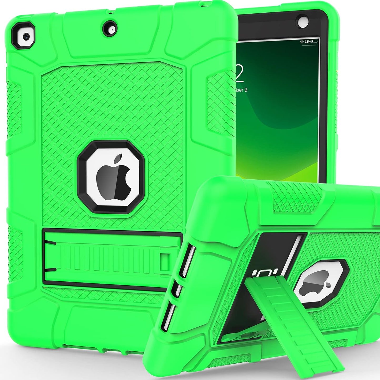 Rantice iPad 9th Generation Case, iPad 8th Generation Case, iPad 7th Generation Case, Hybrid Shockproof Rugged Drop Protection Cover with Kickstand for iPad 10.2'' 2021/2020/2019 Release (Green+Black)