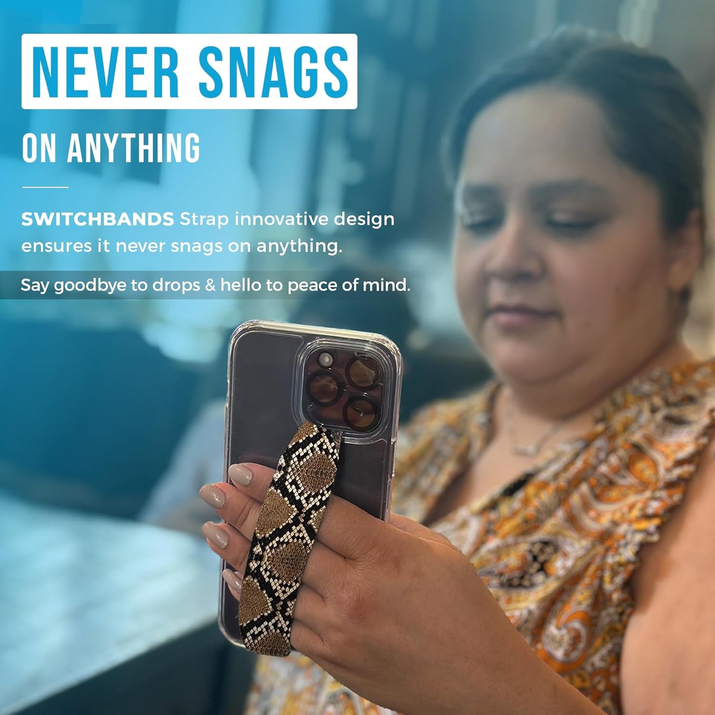 Phone Grip Strap - Reversible Finger Holder for Phone Back, Customizable Anti-Slip Design, Wireless Charging Compatible Detachable Holder for iPhone - Red & Red Tie dye