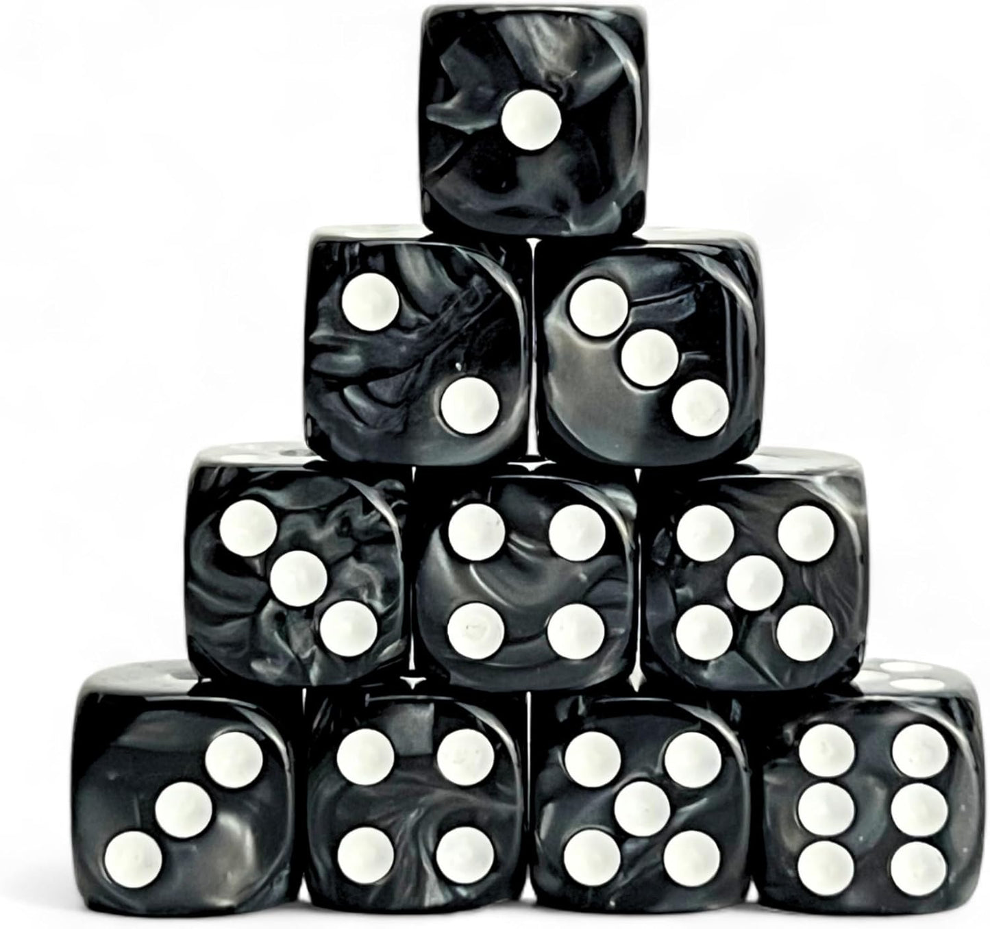 Luck Lab 10 Piece D6 Dice Pack - Acrylic Dice for RPG MTG DND Dice Table Games and Board Games (Black Pearl)