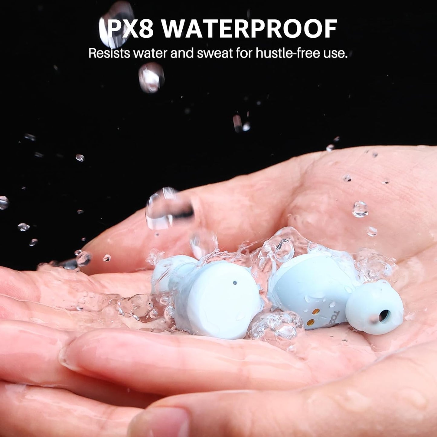 TOZO T6 Wireless Earbuds, Bluetooth 5.3 Ear Buds, Stereo Sound in Ear Headphones, 50 Hours Playtime, Wireless Charging Case, APP Customizable EQs, IPX8 Waterproof Earphones