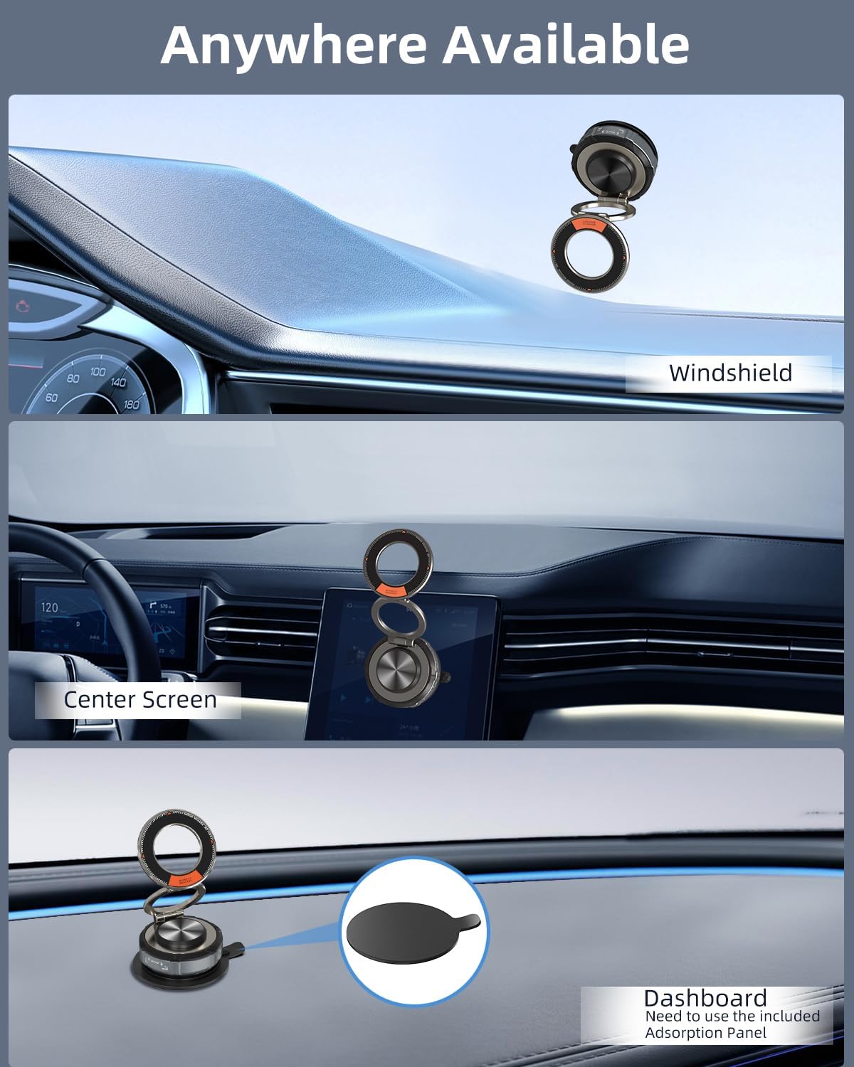 360° Adjustable Vacuum Suction Bracket For MagSafe Car Mount,Zinc Alloy Vacuum Magnetic Phone Holder,Cell Phone Holders For Car/Home/Travel,Suction Car Mount For iPhone 16/15/14/13/12/Android