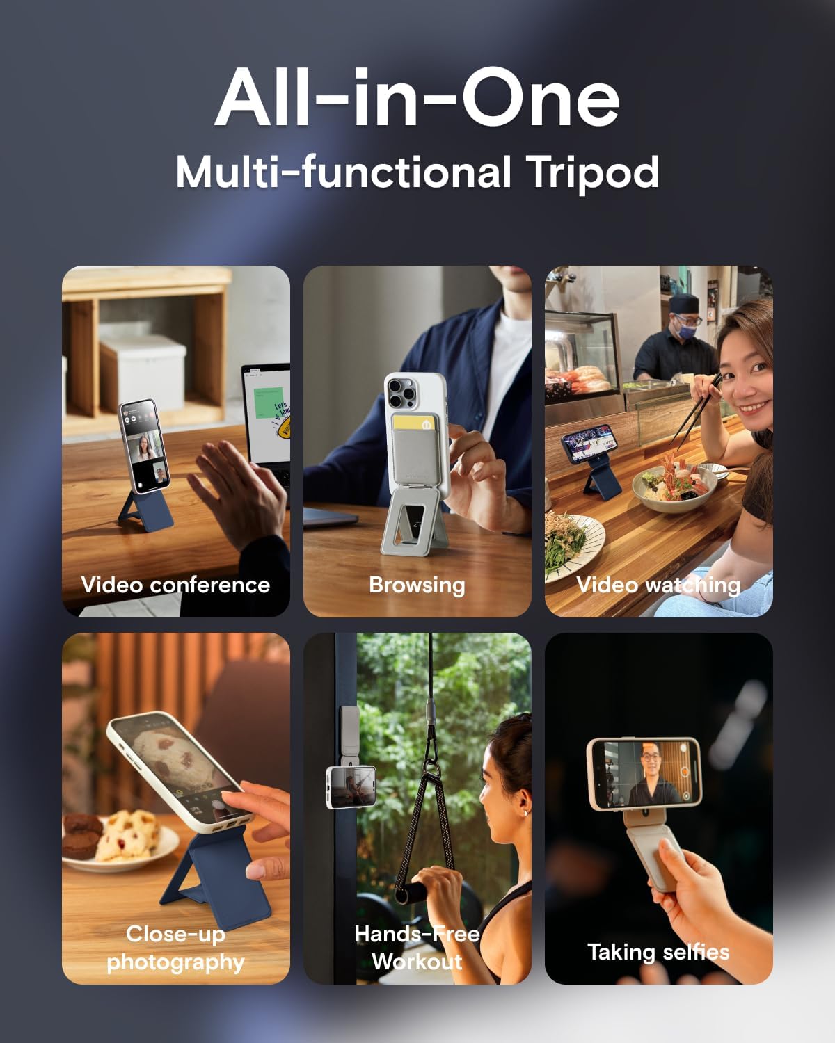 MOFT Phone Tripod Wallet for iPhone, Mulit-Angles, Portable Phone Stand, MOVAS Vegan Leather Magnetic Wallet, Strong Magnets, NFC Card Holder, Travel Essential, Earthen Beige (with Card Slot)