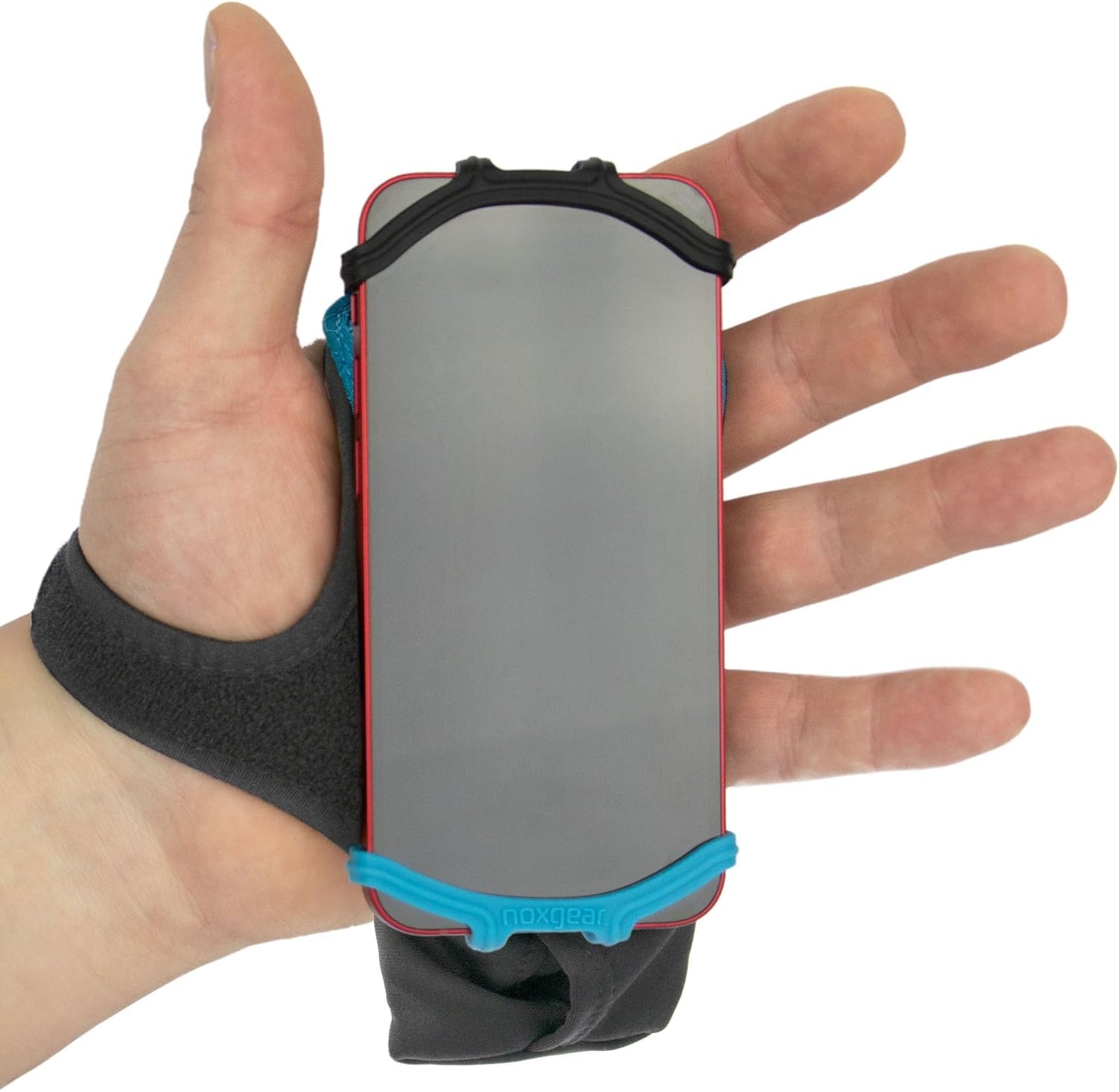 Noxgear Hand Held Phone Holder - Handheld Grip Phone Holder with Key Fob & Card Slot for Running, Jogging & Working Out - Compatible with All Phones (iPhone, Samsung & Google) - Machine Washable