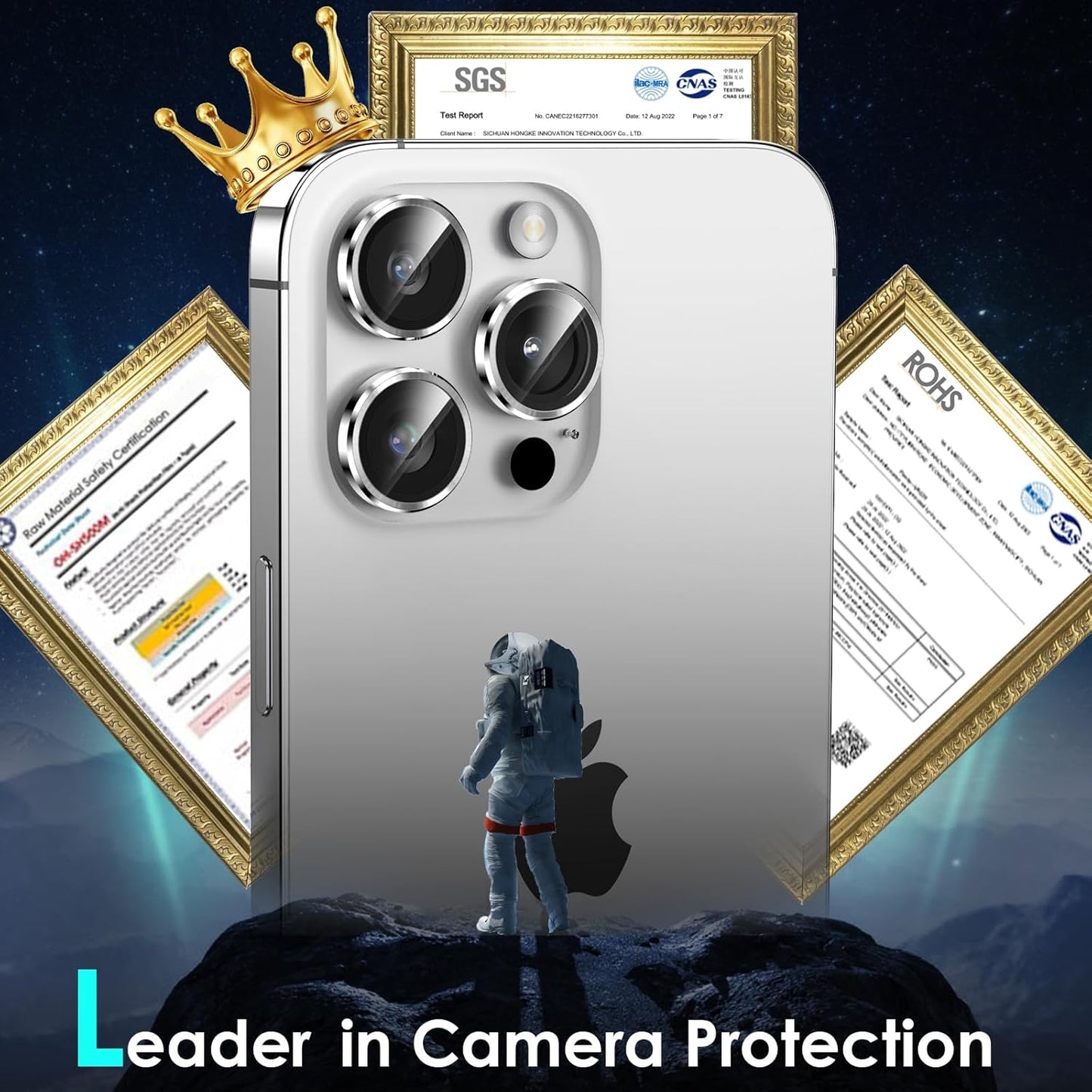 YWXTW CameraLens Protector,[1 Step Installation Tray] Tempered Glass Screen Metal Individual Cover Accessories Case Friendly (Silver Titanium) (iPhone 15 Pro/15 Pro Max)