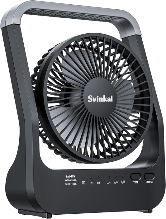 Battery Powered Fan, 10000mah Portable Desk Fan with Timer, 3 Speeds, Whisper Quiet, 180° Rotation, Portable Fan for Office, Bedroom, Outdoor, Camping
