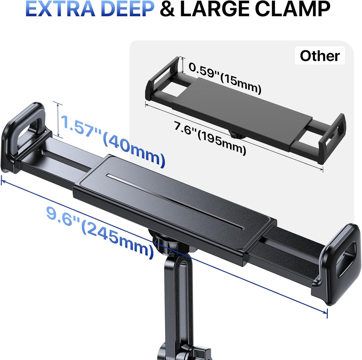 Miracase Cup Holder Tablet Mount for Car, Adjustable Long Neck Car Tablet Holder Friendly Compatible with iPad, Pro, Air, Mini Samsung Galaxy Tab, All 6.1-12.9" Tab