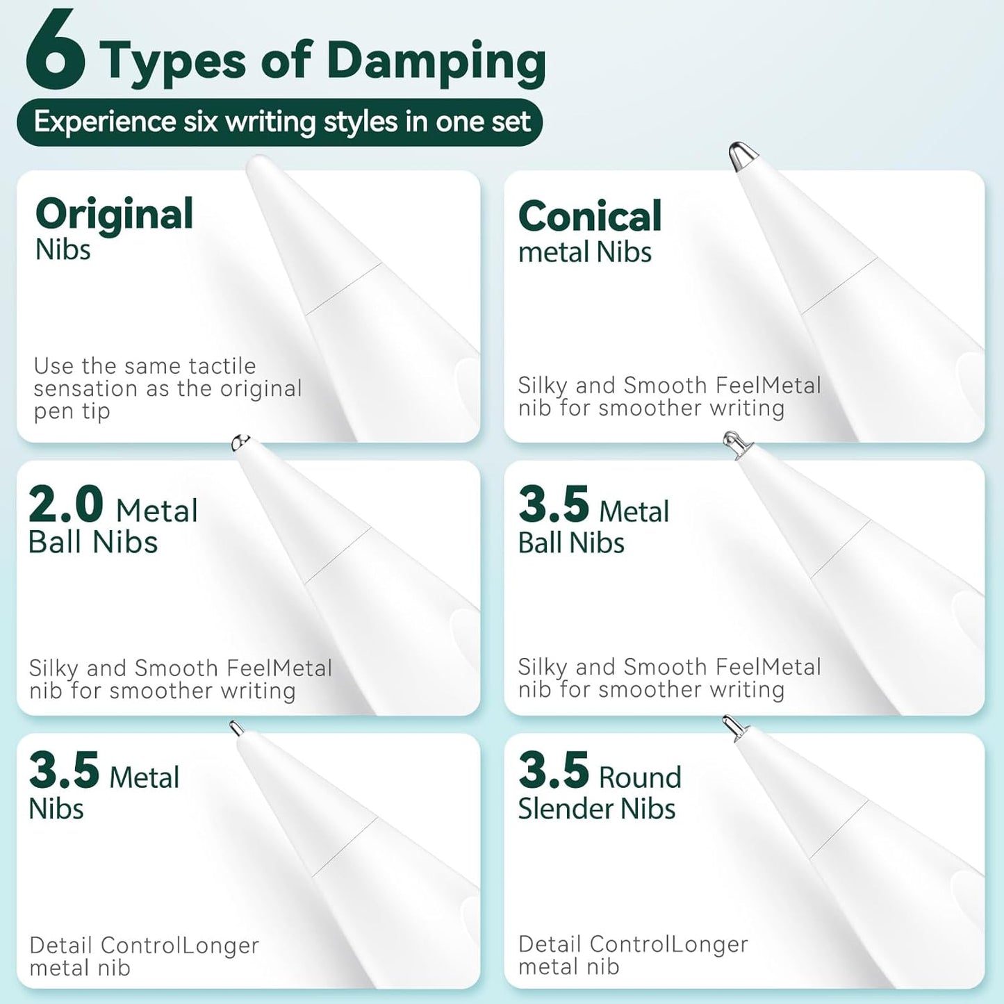 Inesore 4 Styles Replacement Tips for Apple Pencil Pro,Multiple Options Metal Durable Nibs Accessories for Apple Pencil Pro/2nd Generation/1st Gen/USB-C (4 Pack)