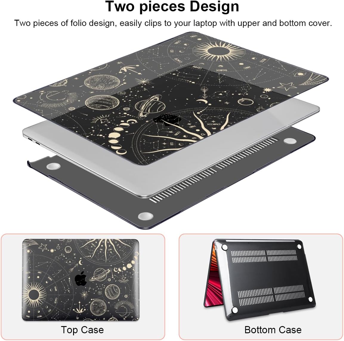 Compatible with MacBook Pro 13 inch Case 2022 2021-2016 A2338 M2/M1 A2251 A2289 A2159 A1989 A1706 Model, Pattern Plastic Hard Shell Keyboard Cover Screen Film Webcam Cover, Constellation