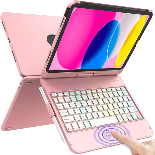 for iPad A16 11th Generation/10th Generation Case with Keyboard,Touch Keyboard for iPad 11" /10th Gen 10.9 inch 2022-10 Color Backlight, 360° Rotatable Protective Cover