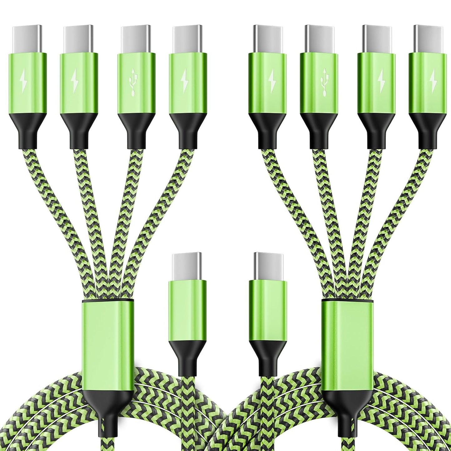 USB C Splitter Multi Charging Cable for Multiple Devices, Fast Charging 4 in 1 Charging Cord, 2Pack 5 FT USB C Phone Charger Cable with 4 Type-C Ports for iPhone 16 15 Pro Samsung S24 S23