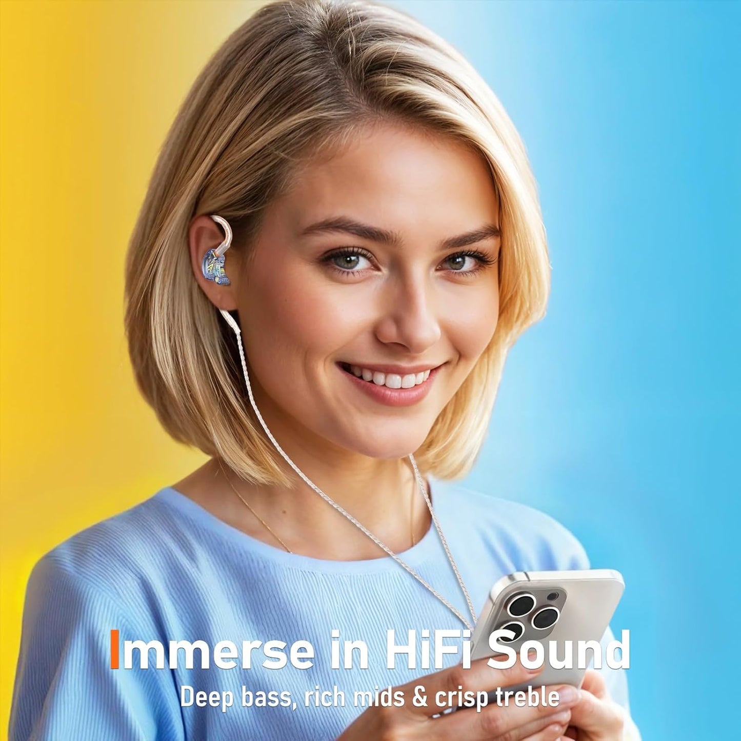 Vibes 202ML Wired Earbuds - HiFi in Ear Headphones for iPhone 5–14, Noise-Isolating Ear Buds w/ Mic - Clear Sound, Deep Bass, Comfort-Fit Earphones - MMCX–Lightning, Silver Plated Cord, Carrying Case