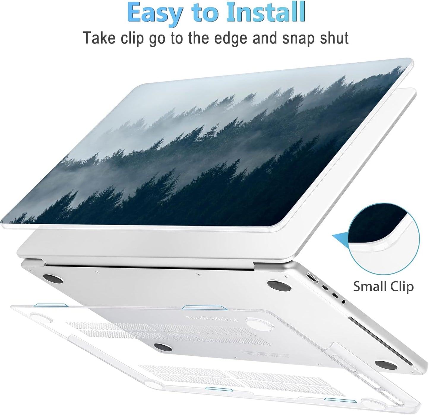 Mektron Case for MacBook Pro 16" M4 A3403 A3186 M3 A2991 M2 A2780 M1 A2485 (2021/2023/2024) Pro/Max with Touch ID, Hard Shell Plastic Laptop Cover Keyboard Cover Screen Protector, Misty Forest C132