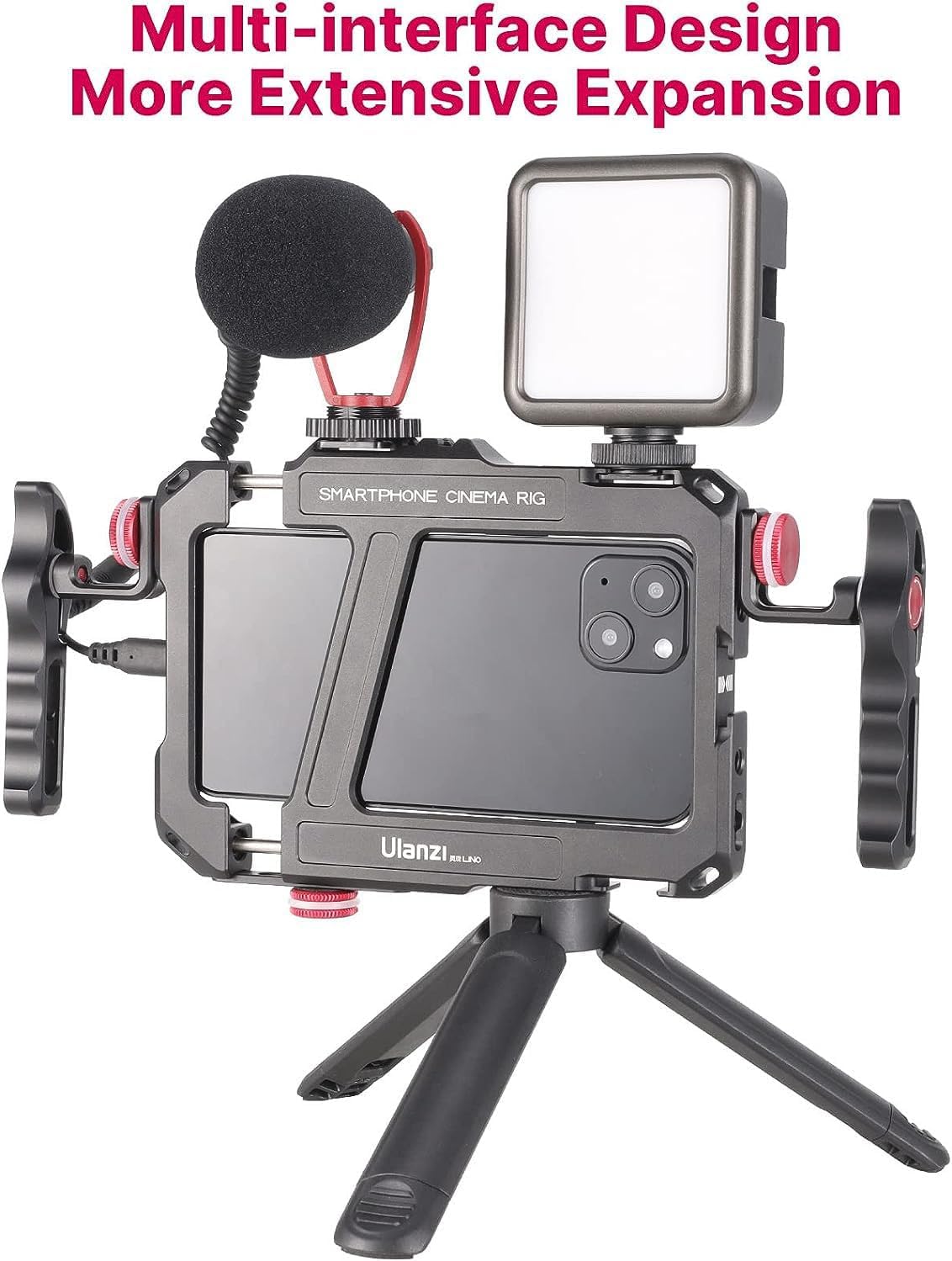 ULANZI Smartphone Video Rig with Handle, LINO Filmmaking Case Aluminum Alloy Phone Video Stabilizer Grip Tripod Mount for Video Maker Videographer with Cold Shoe for iPhone 16 15 Mini Pro Max 8 Plus
