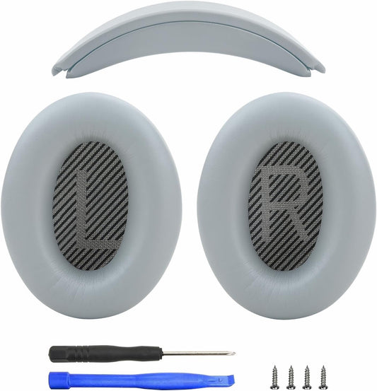 Headband and Earpads Compatible with Bose QuietComfort QC35 QC45 Headphones Waterproof and Sweat-Resistant (Light Gray)