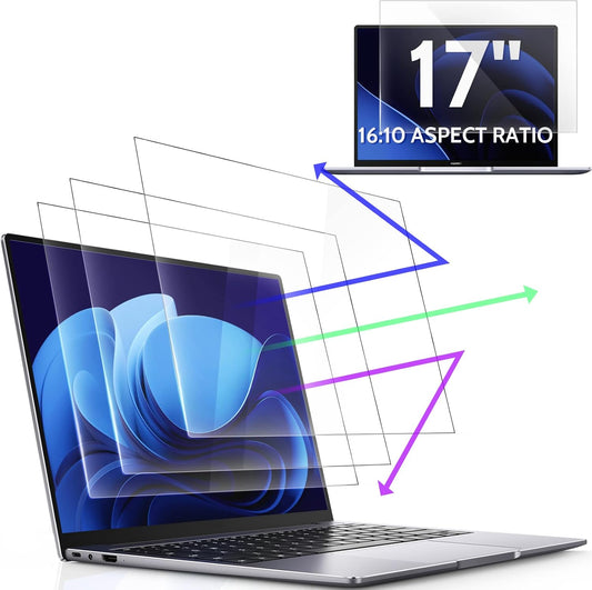 3 Pcs 17" Anti Blue Light Screen Protector Compatible With Lenovo Hp Dell Acer Asus Samsung etc Laptop-16:10 Aspect, 17 Inch Computer Monitor Glare Filter Uv Blocker Shield Cover Eye Protection Film