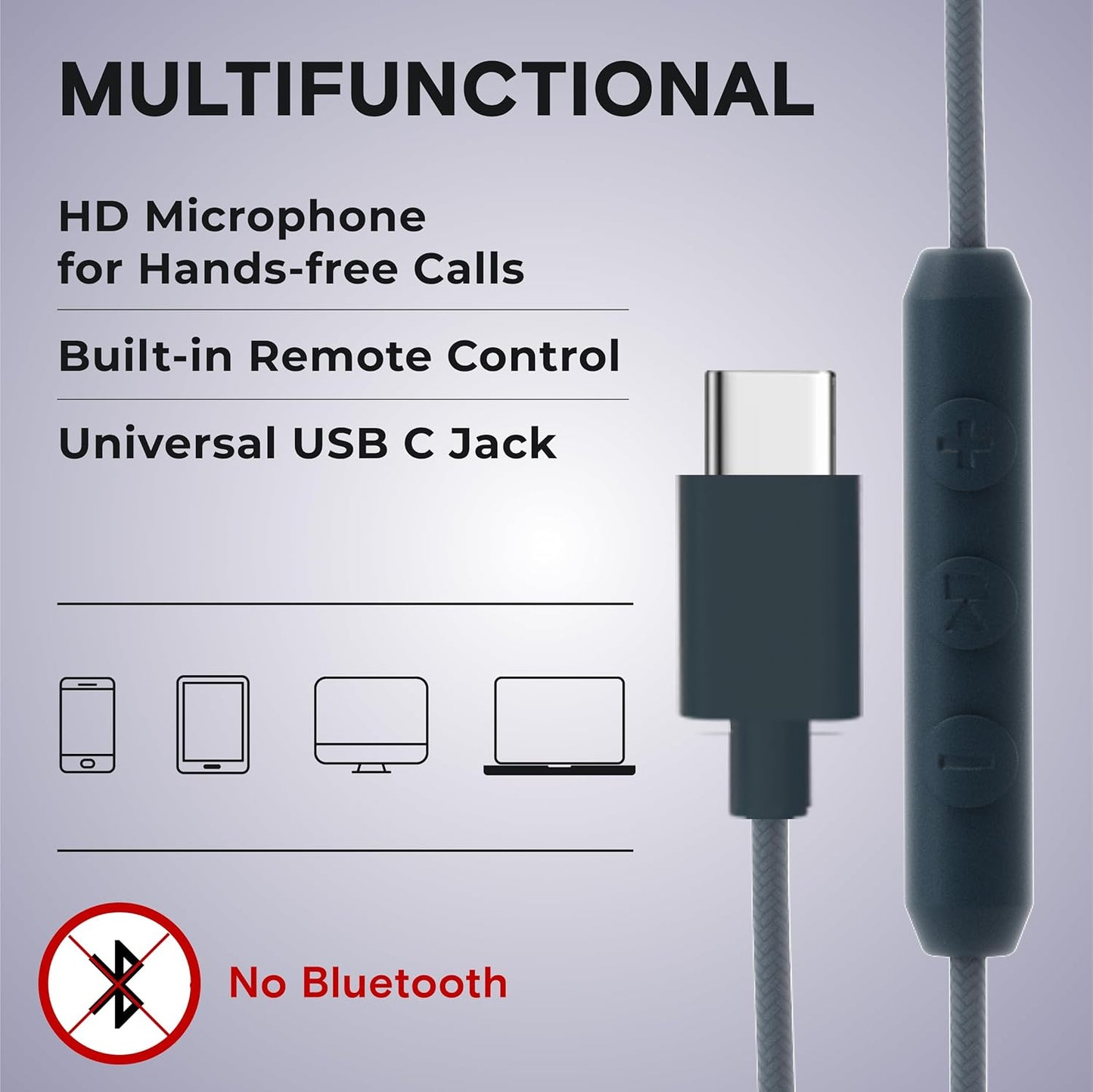 ARTIX CL750 USB C Wired Headphones with Mic & Volume Control Noise Isolating for iPhone 15-16, Samsung Computer Earphones Wired, On-Ear with Wire, Plug in and Play