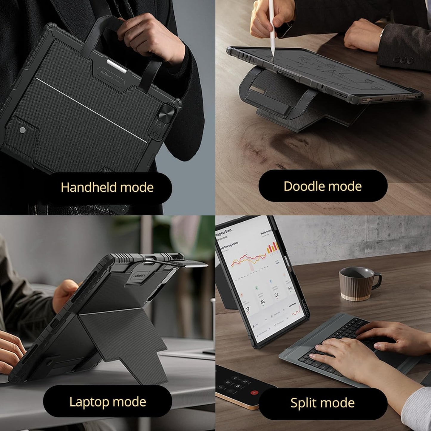 Nillkin Magic Keyboard Case for iPad Pro 13 inch M4 2024, Handheld Case for iPad Pro 13 inch 2024 with Keyboard, Pencil Holder, Large Trackpad, 7 Colors Backlit, Camera Protection, Black