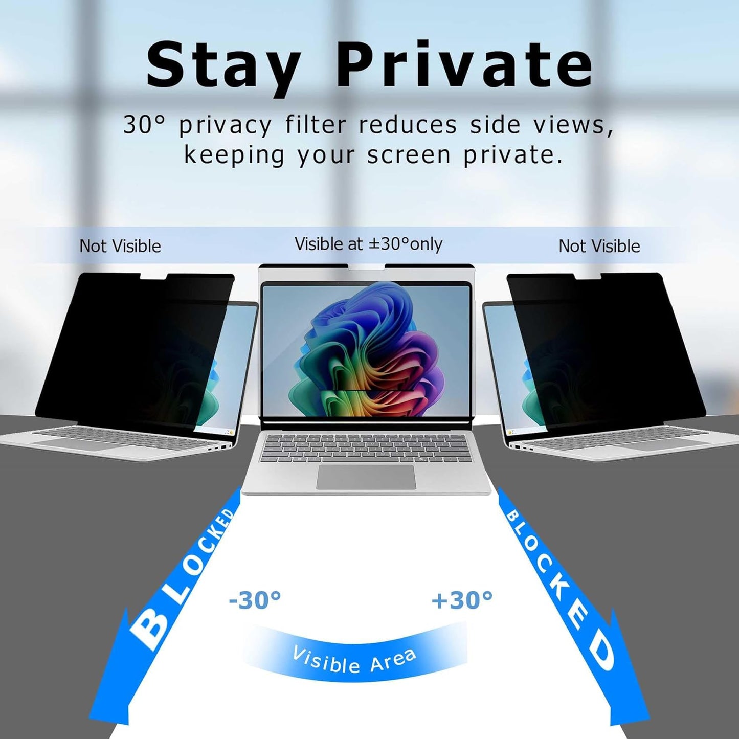 Adeway Magnetic Privacy Screen for Surface Laptop 13 inch (2025), Anti-Glare, 30° Side View Protection, Washable & Reusable Privacy Filter, Bubble-Free Installation