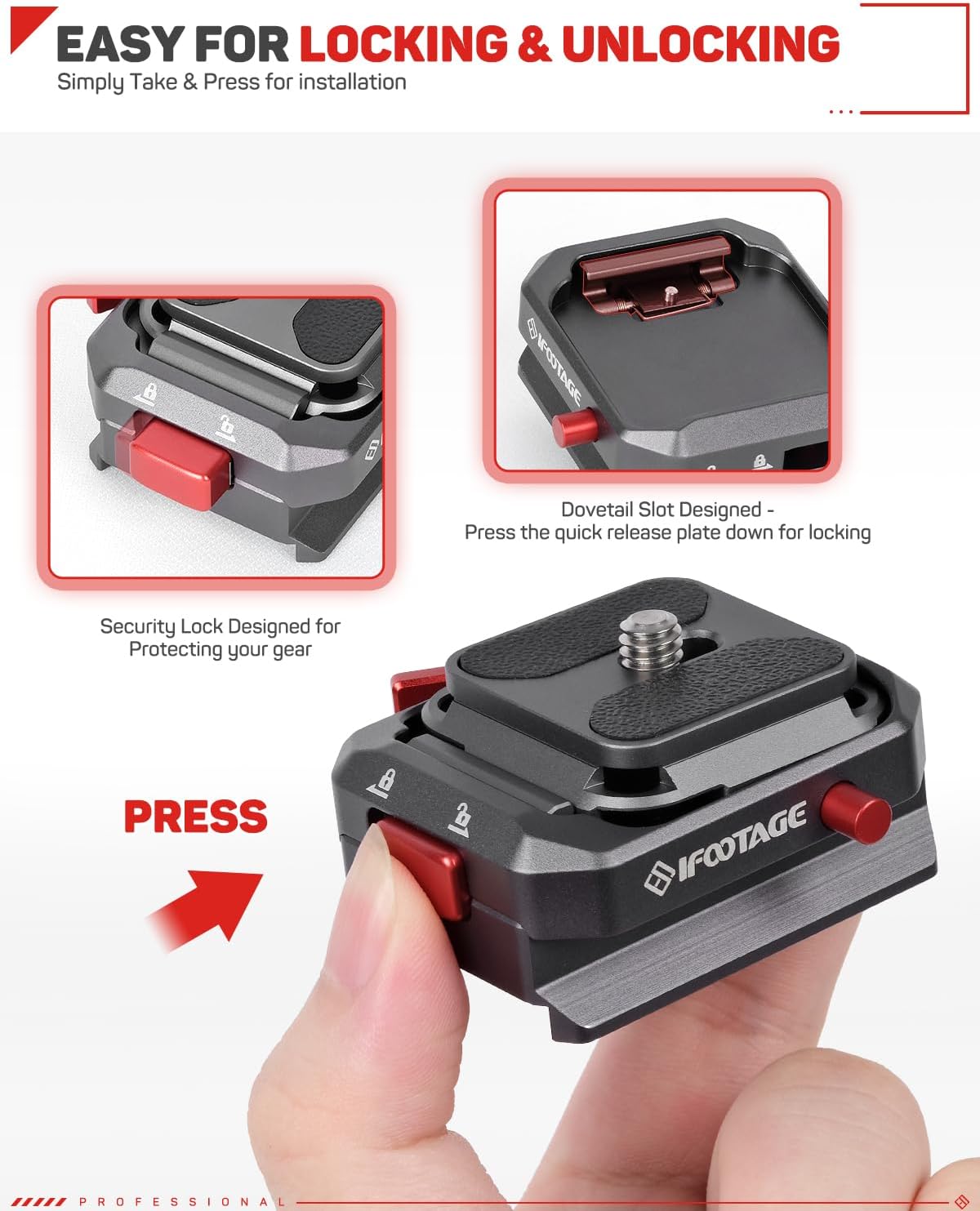 IFOOTAGE Q38-RSMINI Quick Plate, Tripod Quick Release System, Camera Screw Tripod Mount Plate, Easy to Lock for Tripods, Stabilizers, DSLR, Sliders, Lightweight and Compact for Photographers